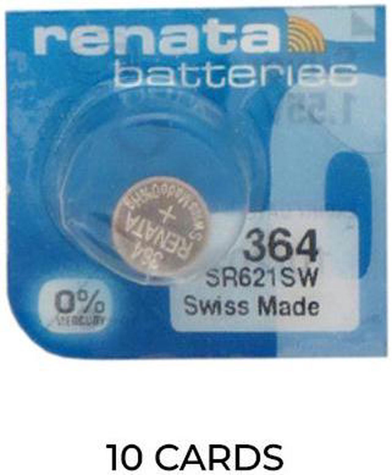 10-Pack 364 / SR621SW Renata Silver Oxide Button Batteries