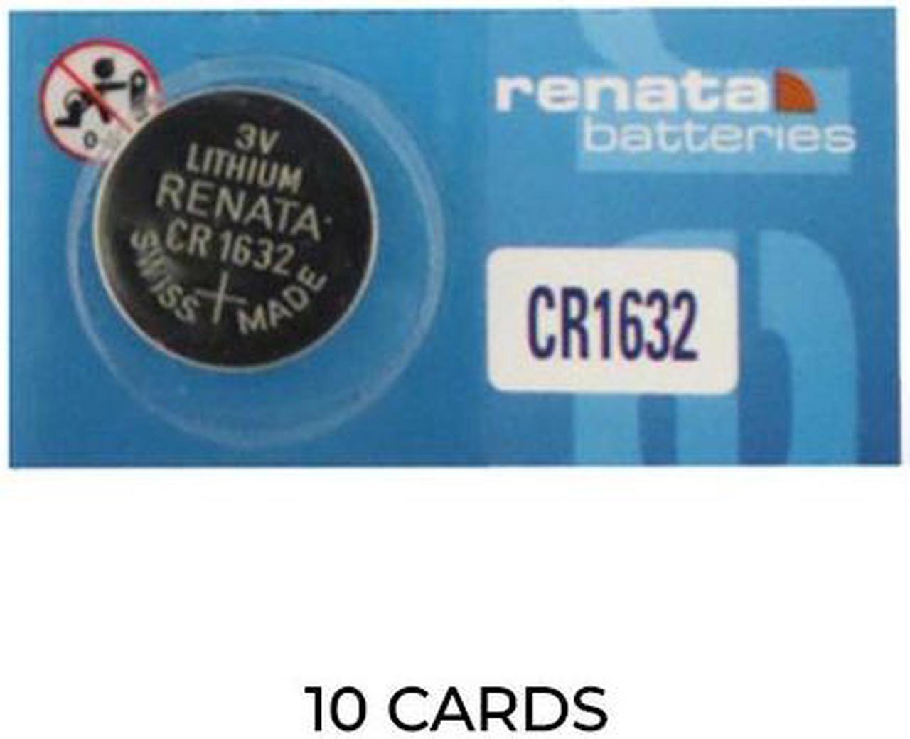 10-Pack CR1632 Renata 3 Volt Lithium Coin Cell Batteries