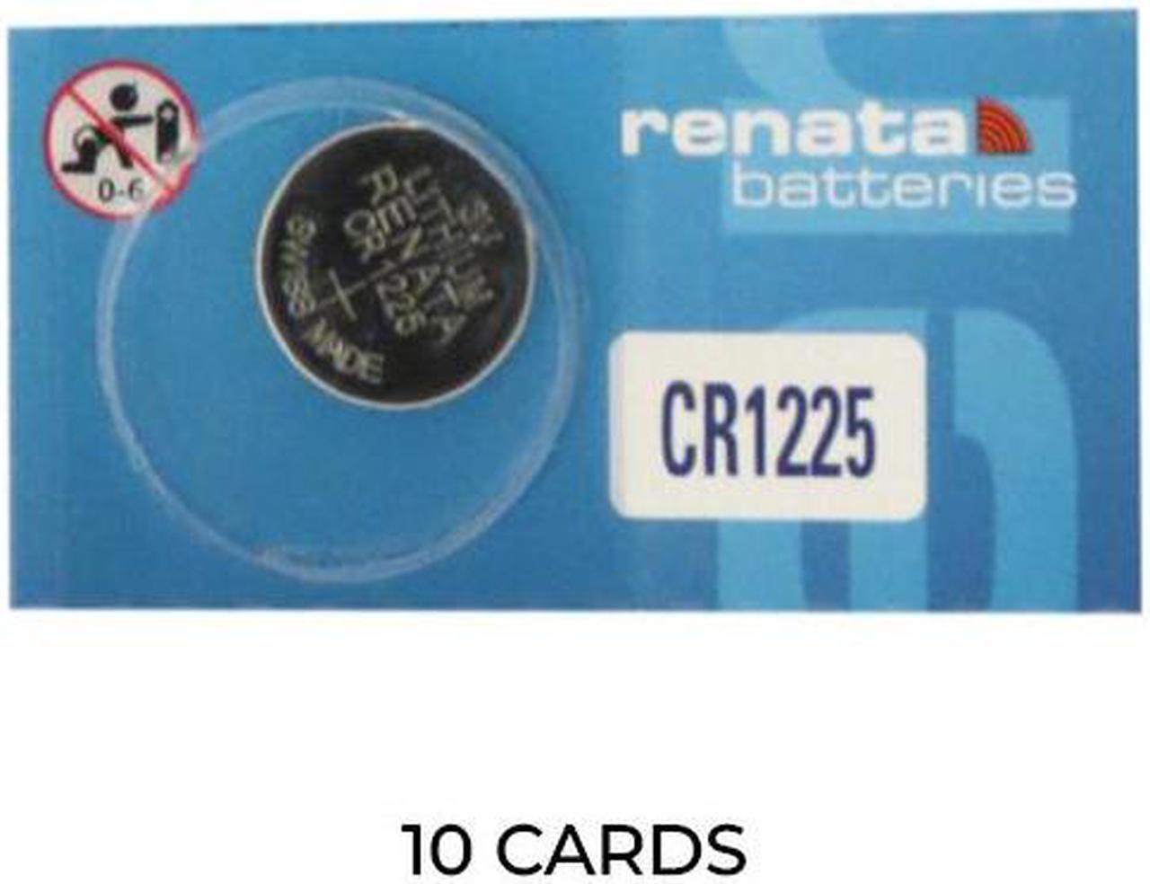 10-Pack CR1225 Renata 3 Volt Lithium Coin Cell Batteries (On Cards)