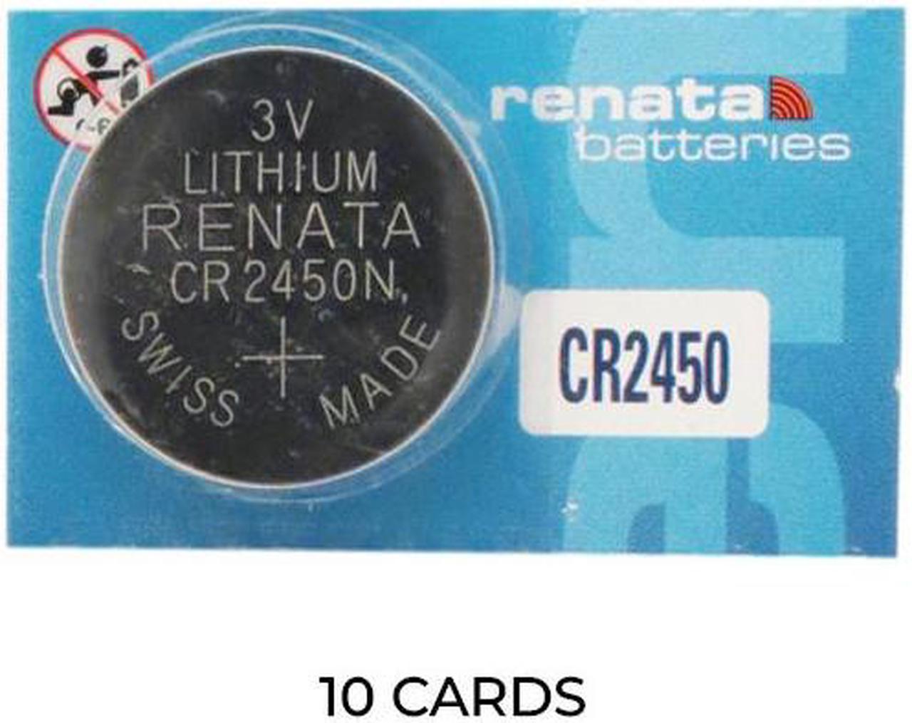 10-Pack CR2450 Renata 3 Volt Lithium Coin Cell Batteries