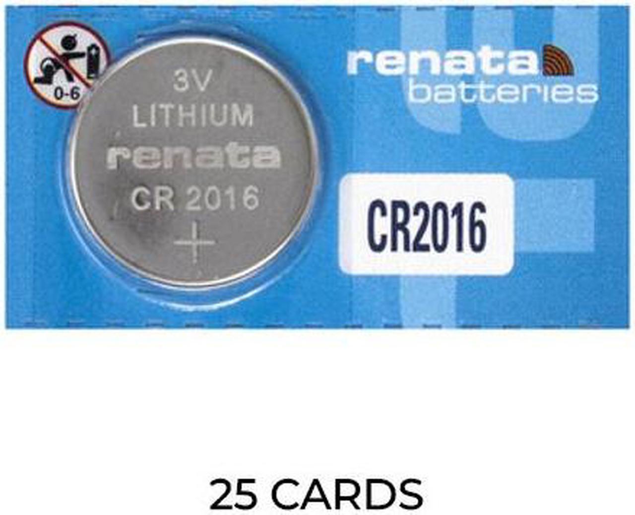 25-Pack CR2016 Renata 3 Volt Lithium Coin Cell Batteries