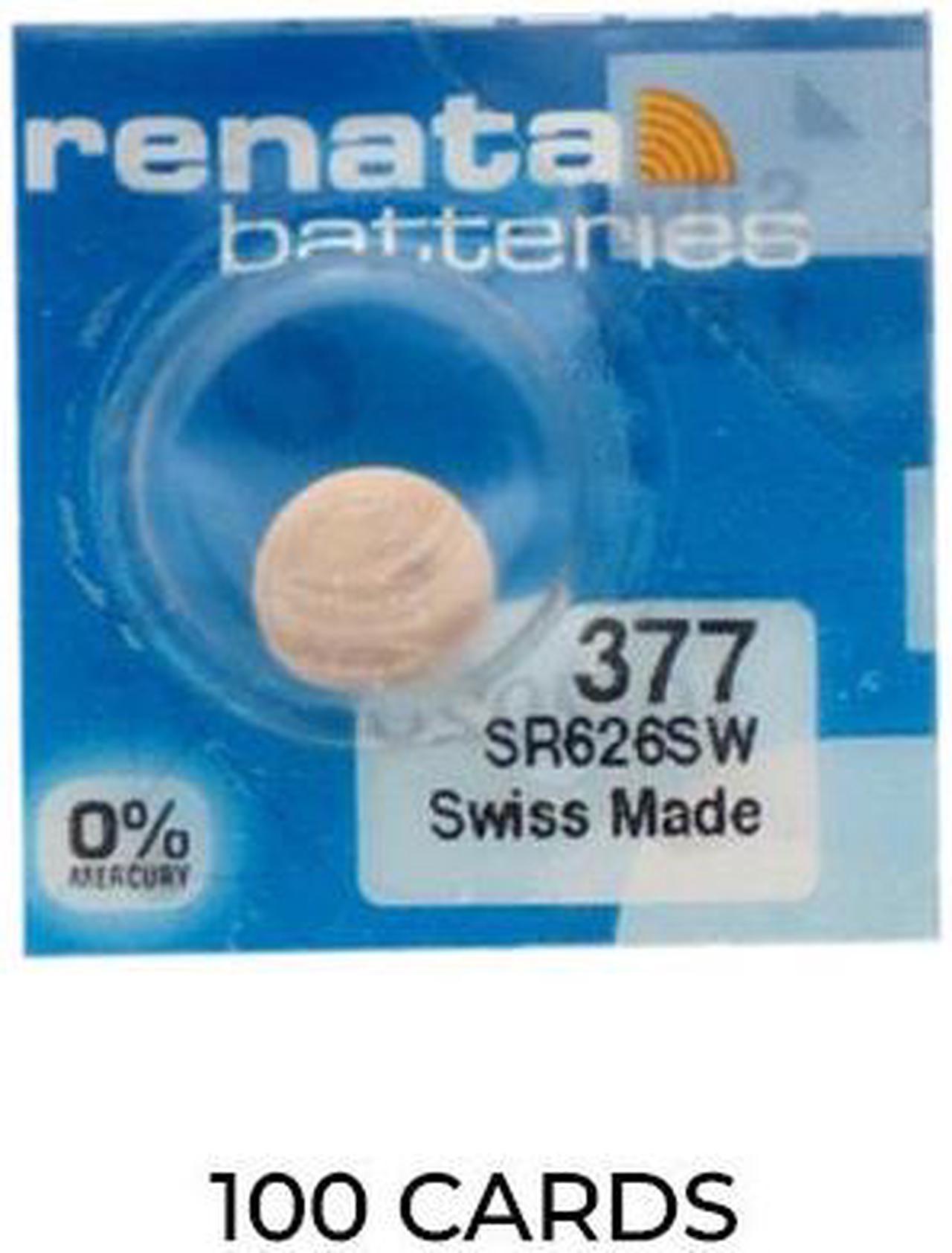 10-Pack 377 / SR626SW Renata Silver Oxide Button Batteries (On Cards)