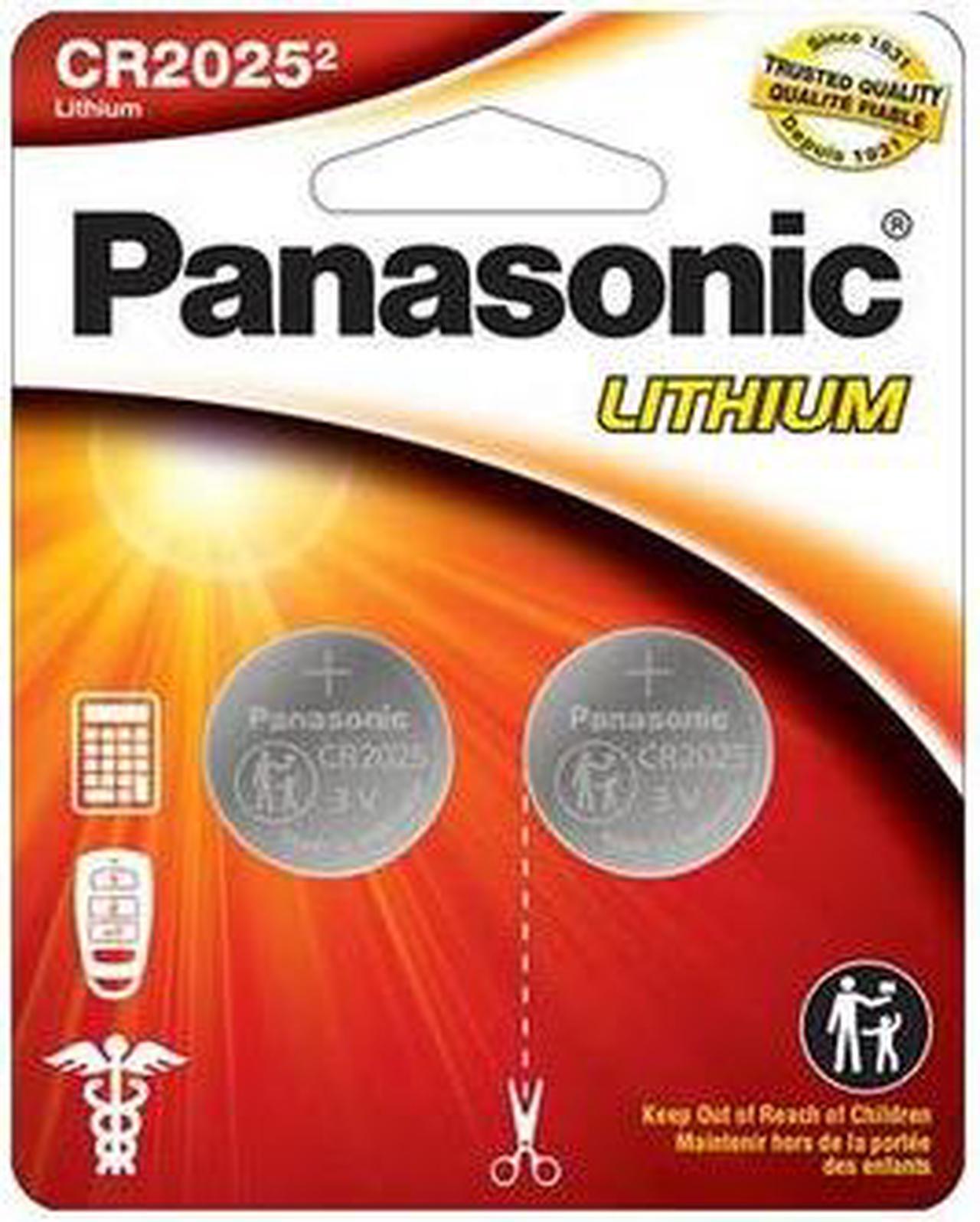 CR2025 Panasonic 3 Volt Lithium Coin Cell Batteries (2 on a Card)