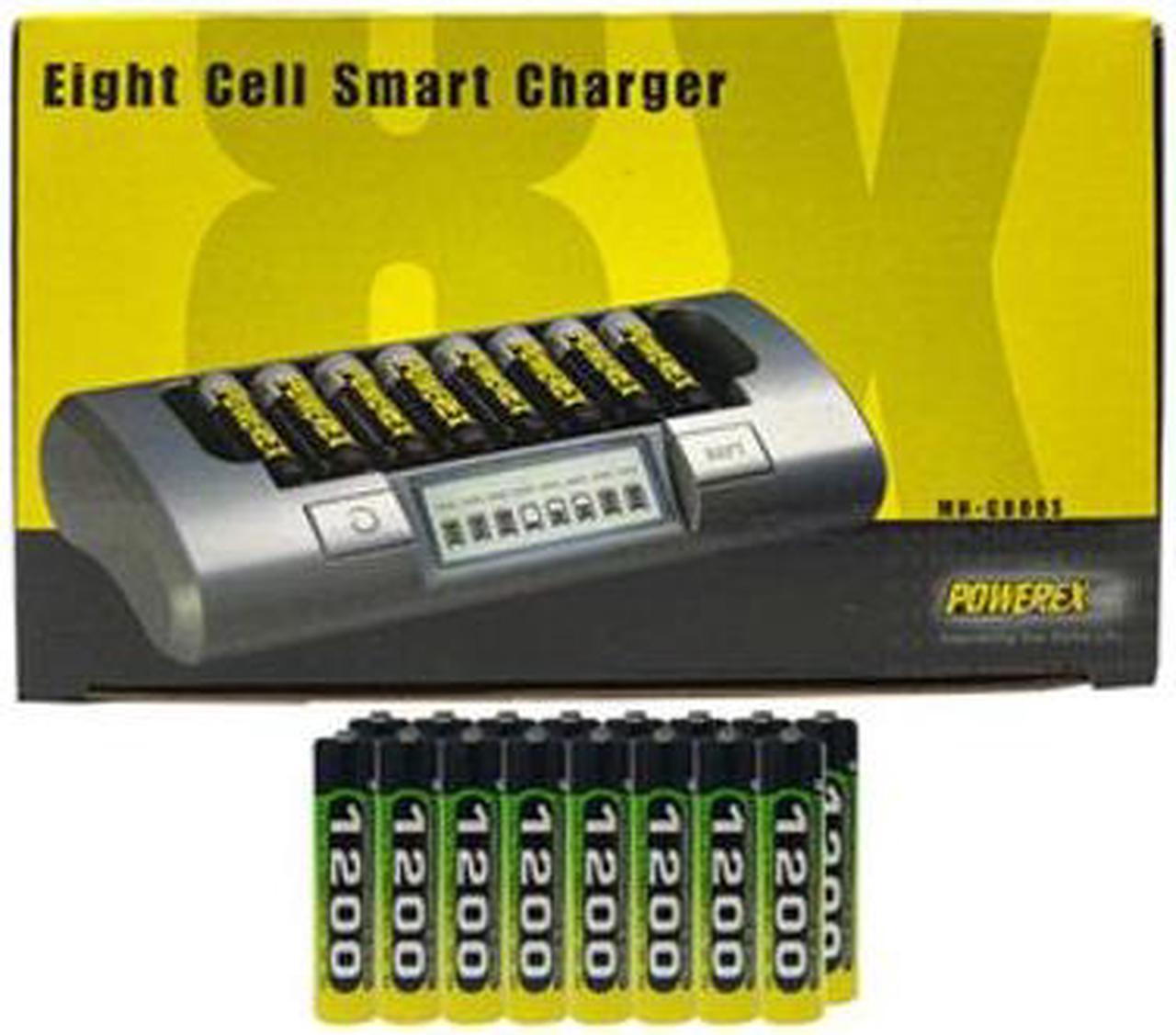 Powerex MH-C800S Eight Slot Smart Charger & 16 AAA NiMH Panasonic (Sanyo) Eneloop Rechargeable Batteries (800 mAh)