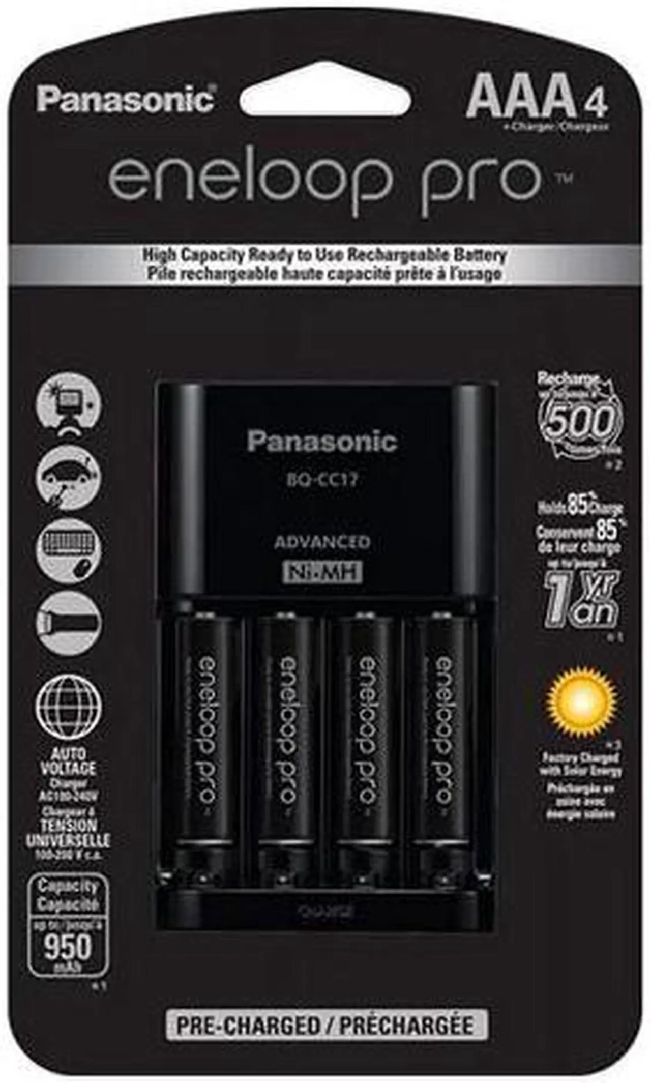Main image of Panasonic BQ-CC17 Smart Battery Charger + 4 AAA (980mAh) Panasonic Eneloop Pro Rechargeable Batteries