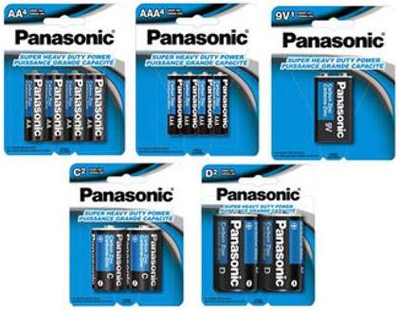 4 AA + 4 AAA + 2 C + 2 D + 1 9V Panasonic Heavy Duty Battery Combo