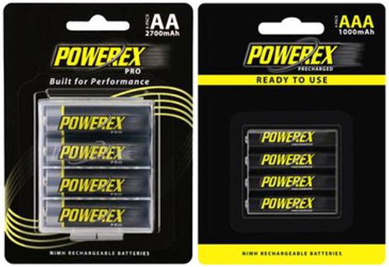 8 x AA (2700 mAh) + 8 x AAA (1000 mAh) NiMH Powerex Rechargeable Batteries Combo