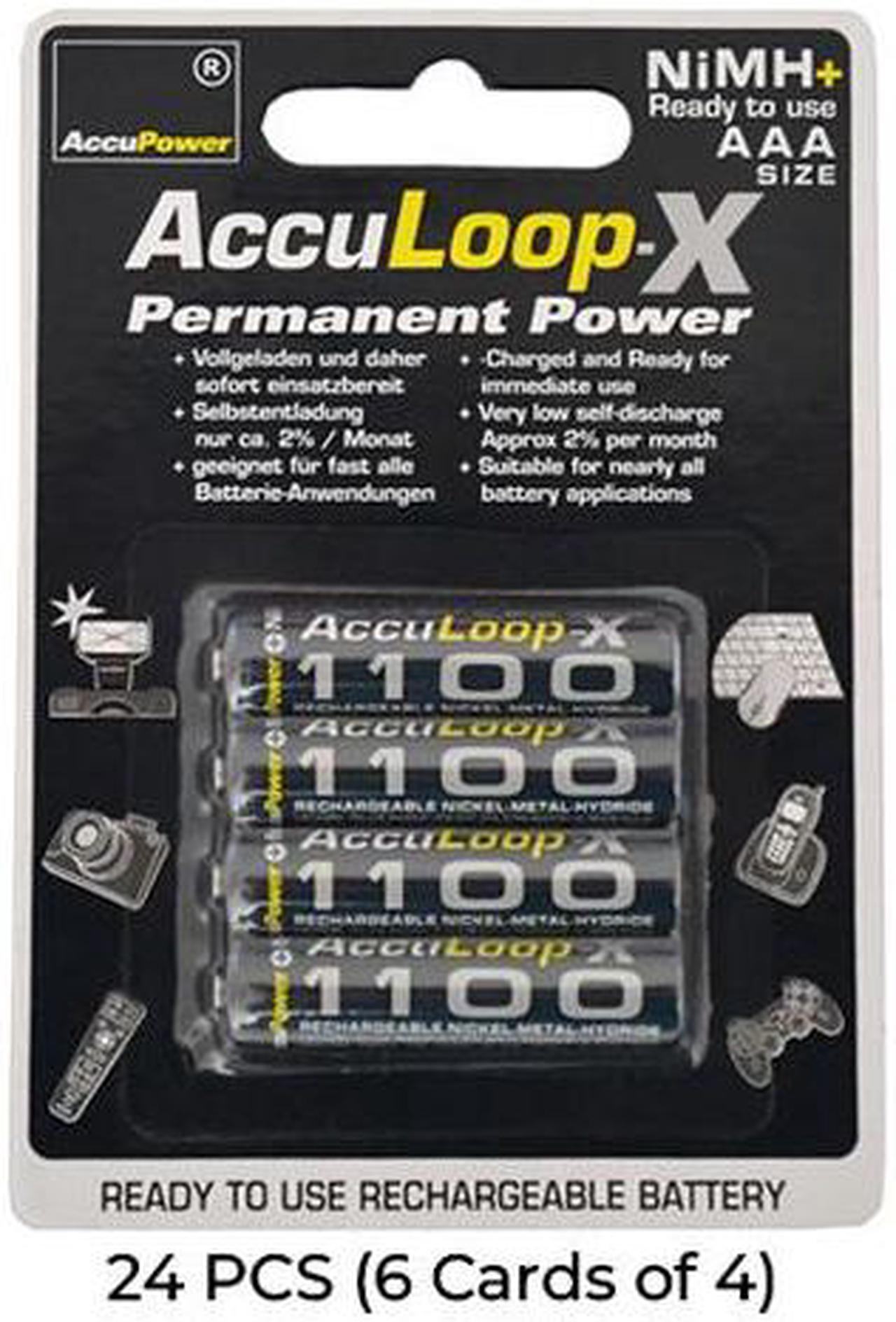 24-Pack AAA AccuPower AccuLoop-X 1100 mAh NiMH Batteries (6 Cards of 4)