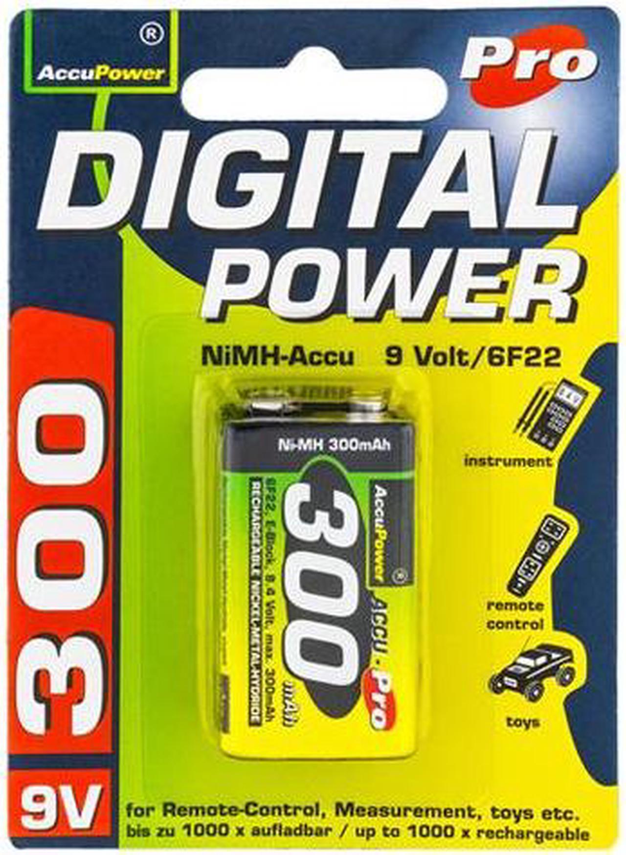 9 Volt AccuPower NiMH Battery (300 mAh)