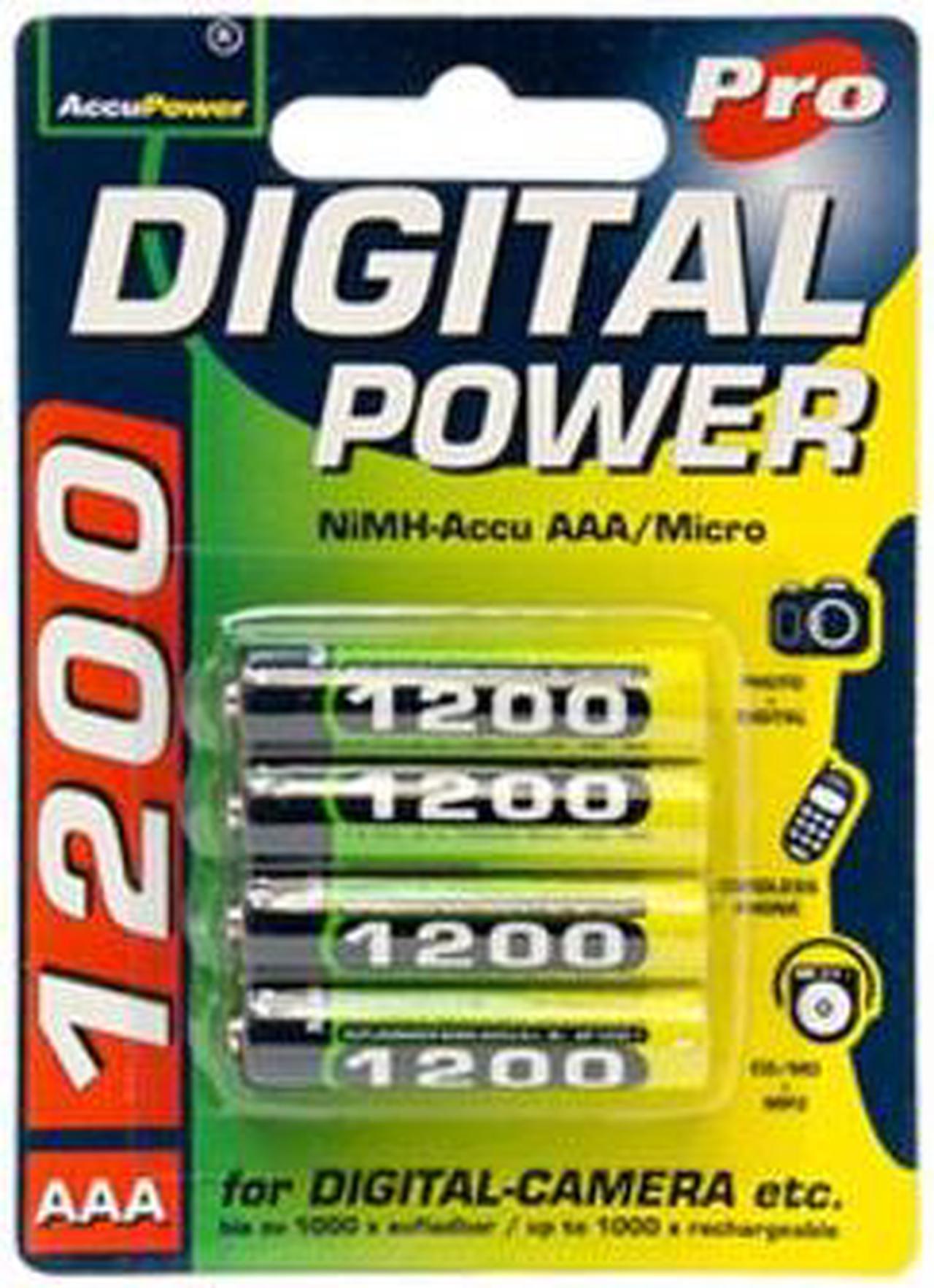 AAA AccuPower Micro 1200 mAh NiMH Battery (4 Card)