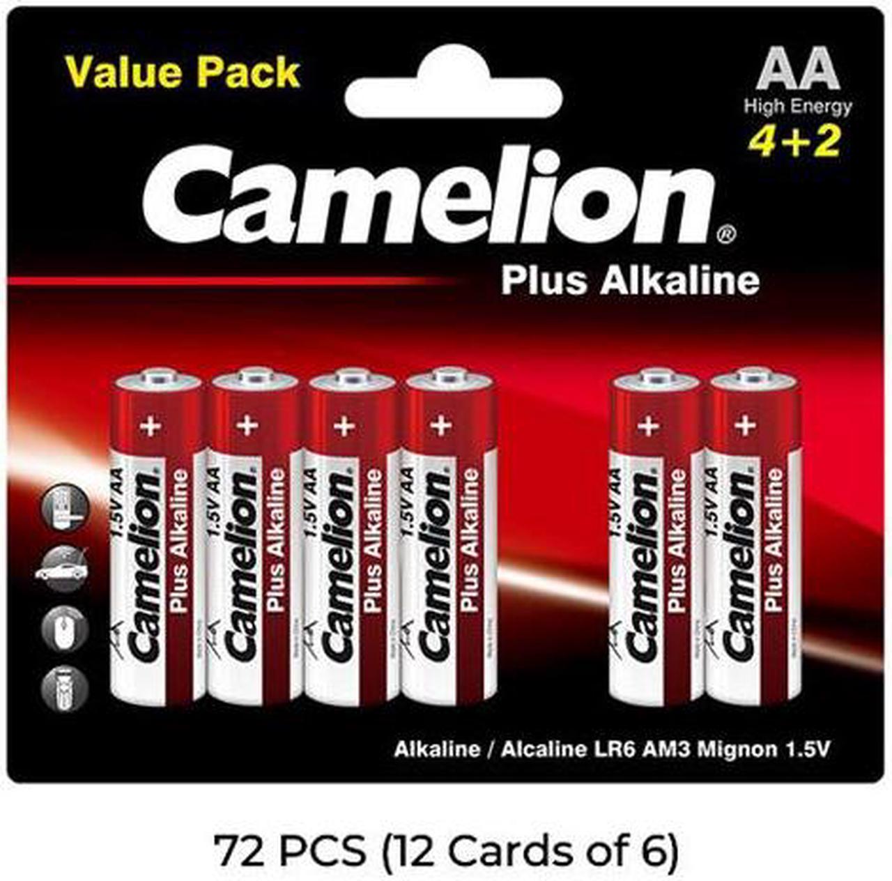 72-Pack AA Camelion Plus Alkaline Batteries (12 Cards of 6)