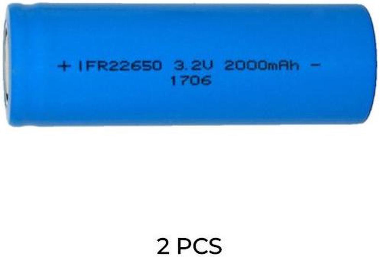 2-Pack 3.2 Volt 22650 LiFePO4 Batteries (2000 mAh)