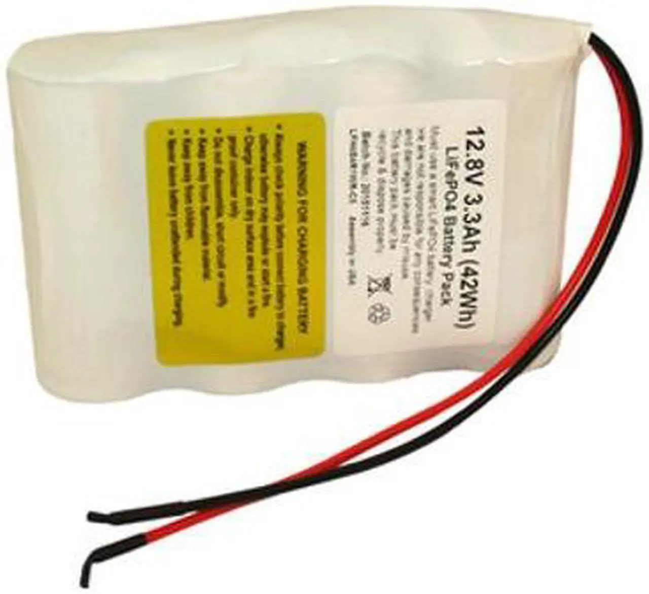 Main image of 12.8 Volt LiFePO4 Battery Pack with Leads (3300 mAh)