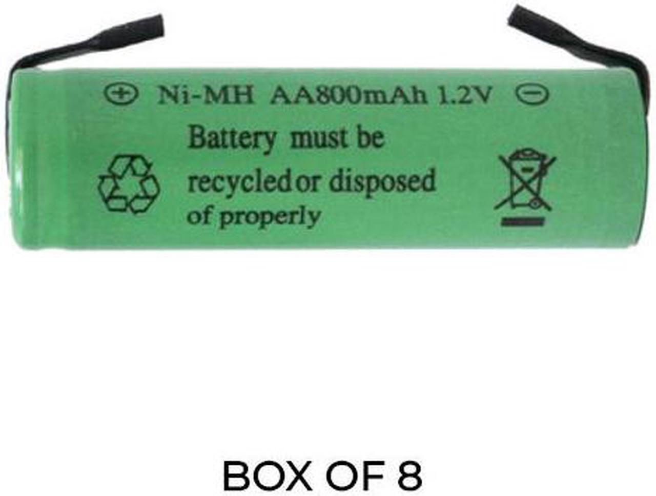 8-Pack AA NiMH 800 mAhRechargeable Batteries with Tabs