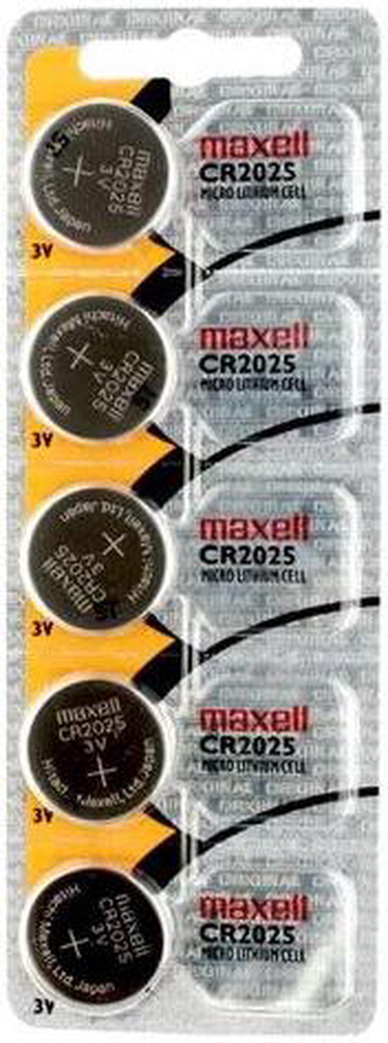 5-Pack Maxell CR2025 3V Lithium Batteries (on Card)