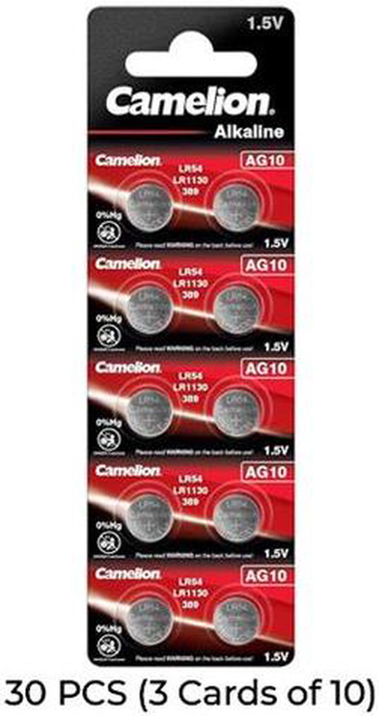 30-Pack AG10 / 389 / 390 / LR54 Button Batteries (3 Cards of 10)