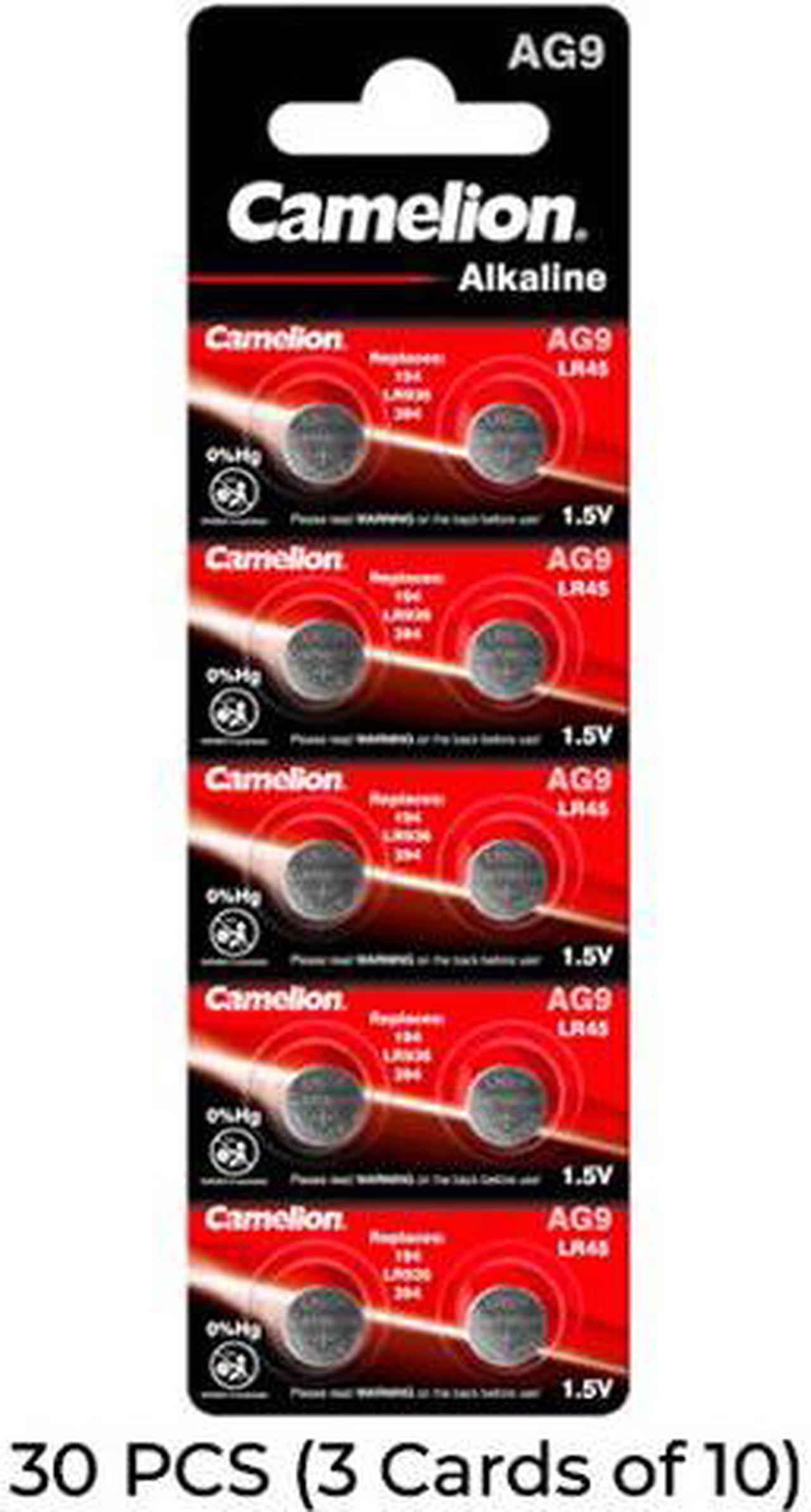 30-Pack AG9 / 394 / LR936 Button Batteries (3 Cards of 10)