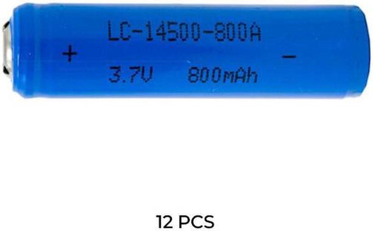 12-Pack 3.7 Volt AA 14500 Lithium Ion Button Top Batteries (800 mAh) with PCB Protection