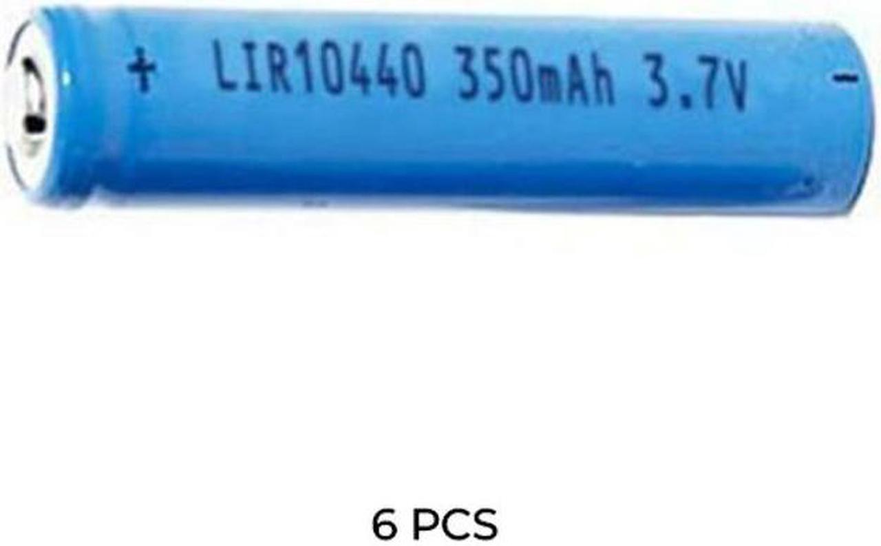 6-Pack AAA 3.7 Volt Lithium Ion 10440 Button Top Batteries (350 mAh)