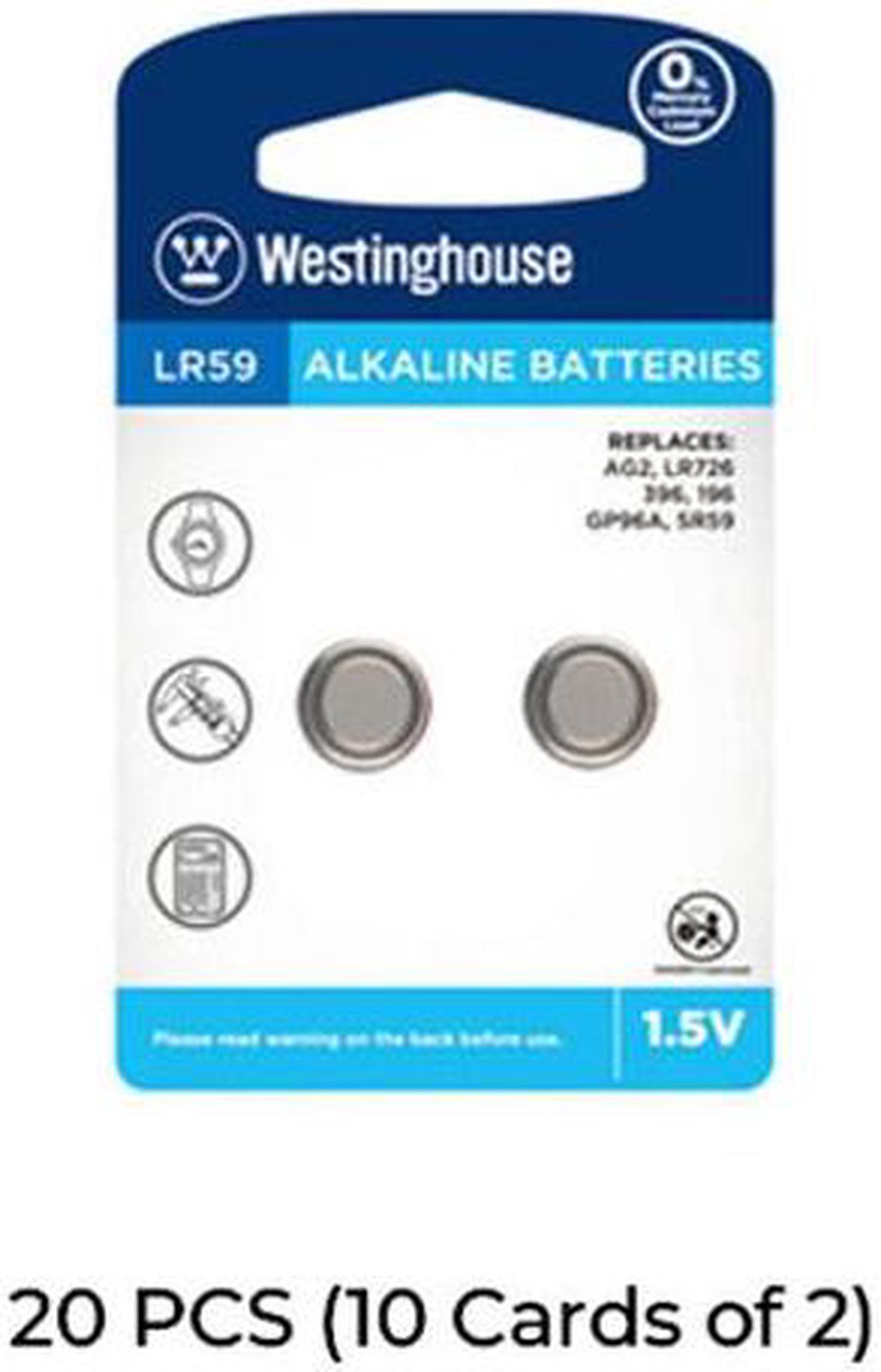 20-Pack LR59 / AG2 Westinghouse Alkaline Button Batteries (10 Cards of 2)