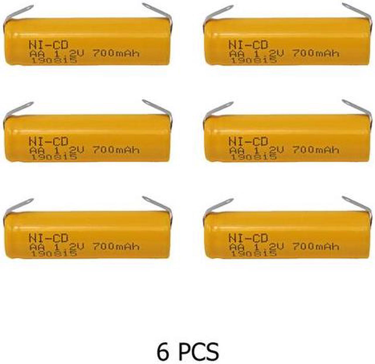 6-Pack AA NiCd 700 mAh Batteries with Tabs