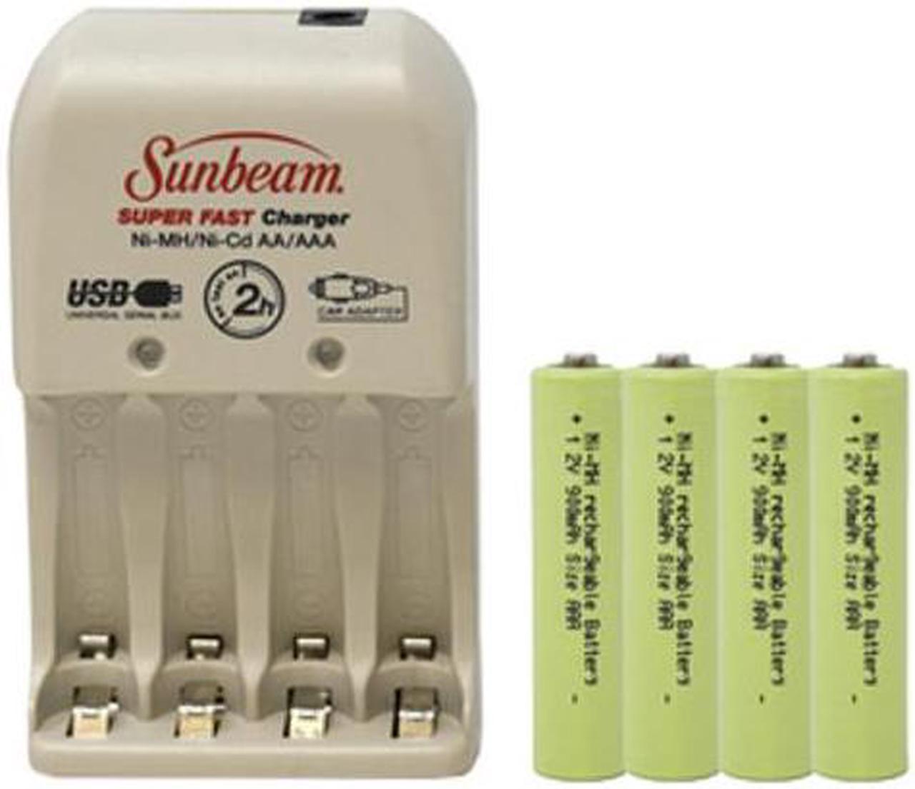 Sunbeam AA / AAA Battery Charger + 4 AAA NiMH Batteries (900 mAh)