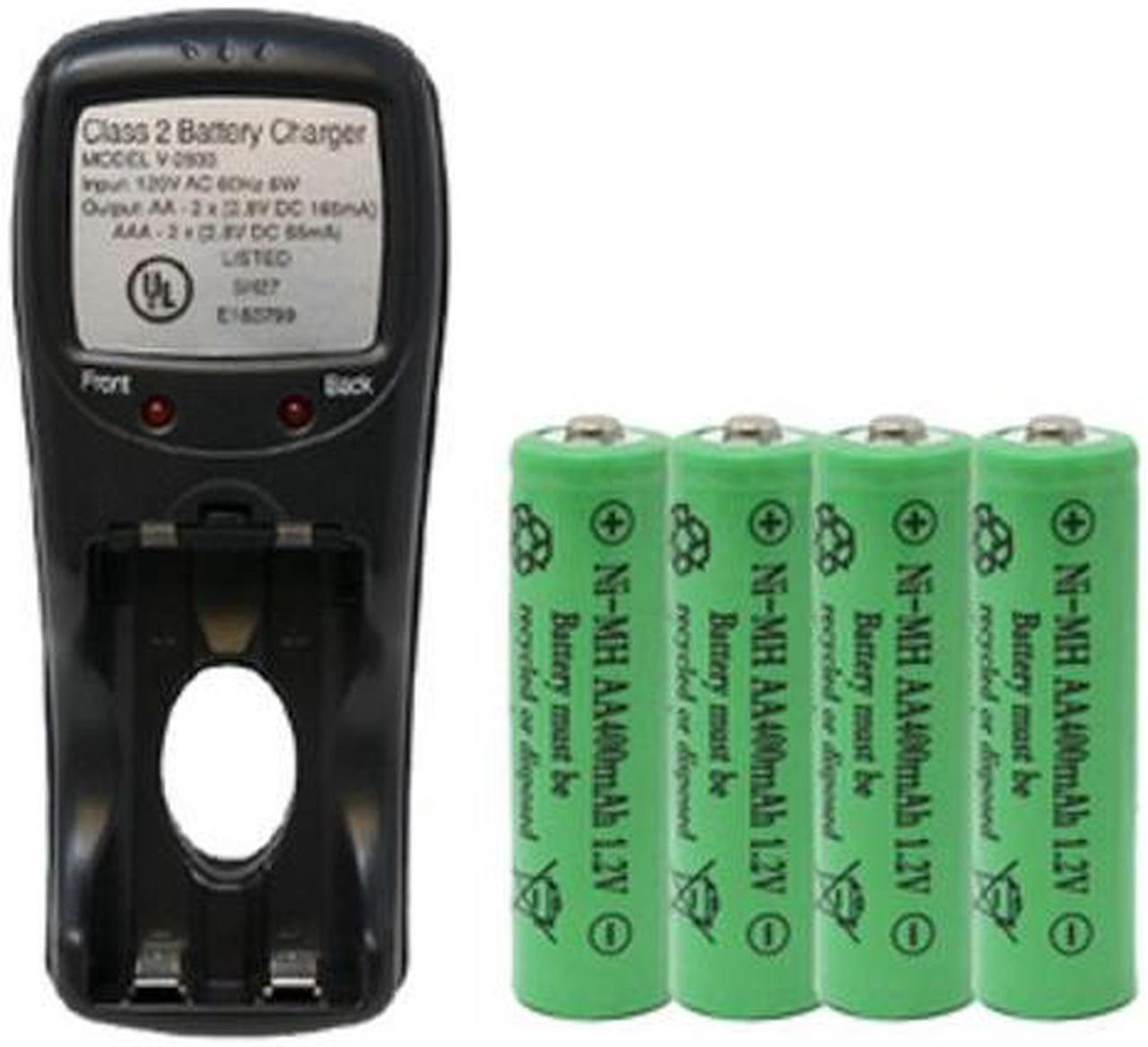 V-2833 AA & AAA Battery Charger + 4 AA (400 mAh) NiMH Batteries