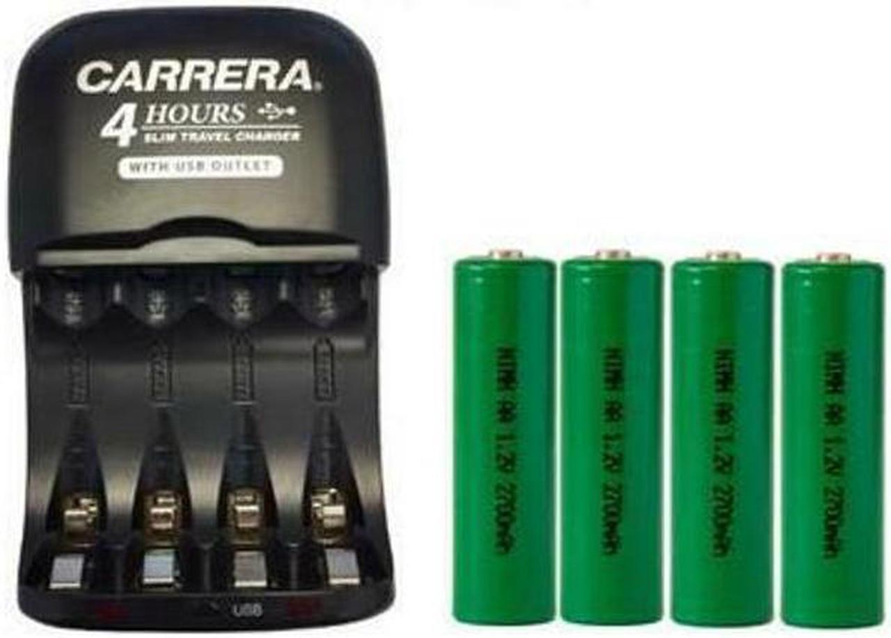 AA / AAA NiMH Charger with USB Plug & 4 x AA NiMH Batteries (2700 mAh)