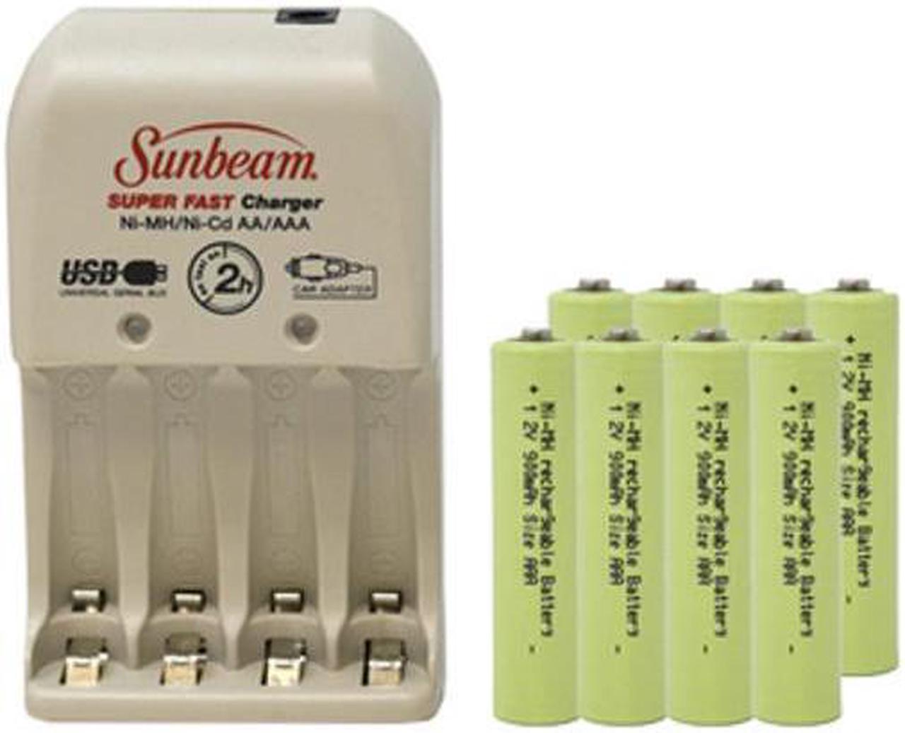 Sunbeam AA / AAA Battery Charger + 8 AAA NiMH Batteries (900 mAh)