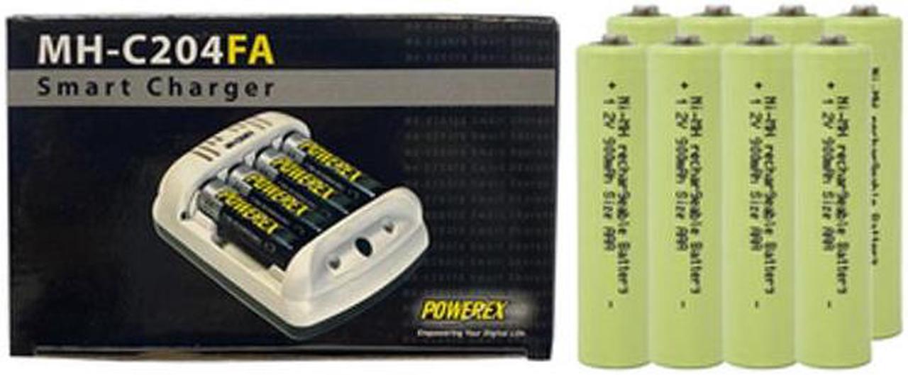 Powerex MH-C204FA AA / AAA Smart Battery Charger & 8 AAA NiMH Batteries (900 mAh)