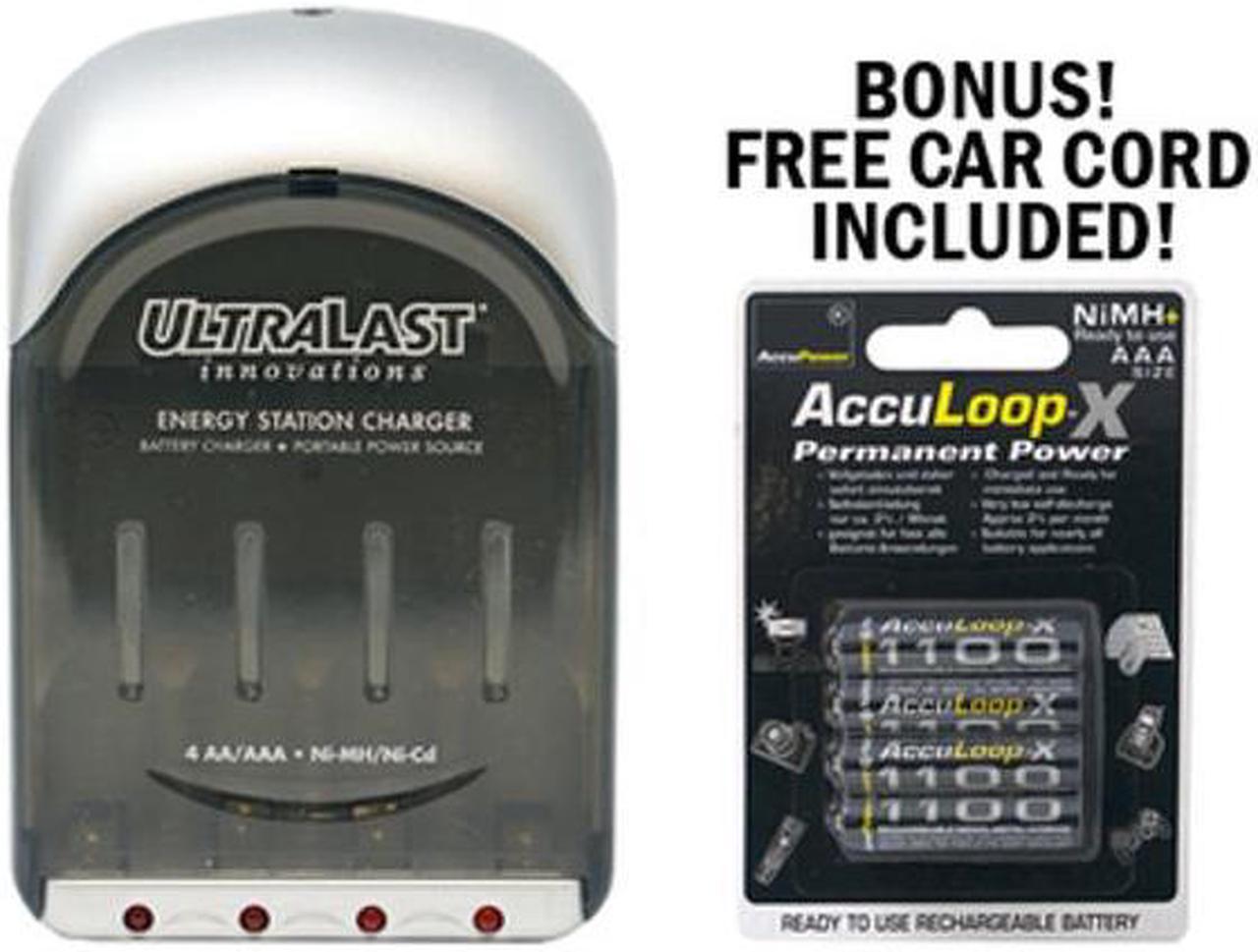 UltraLast AA / AAA Smart Battery Charger + 8 AAA AccuPower AccuLoop-X NiMH Batteries (1100 mAh)