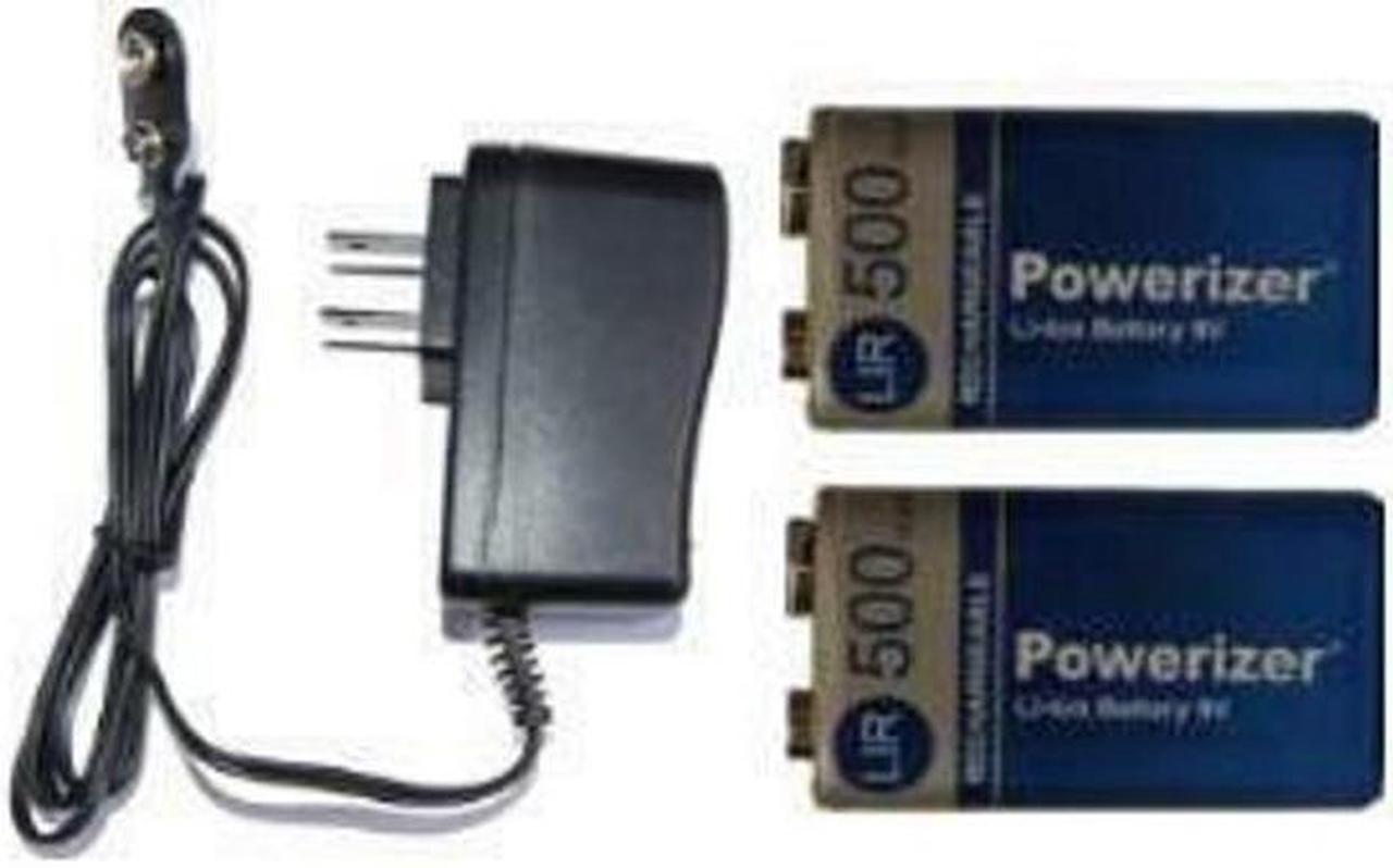 9 Volt Li-Ion / Li-Po Charger + 2 x 9 Volt Lithium Ion Batteries (500 mAh)