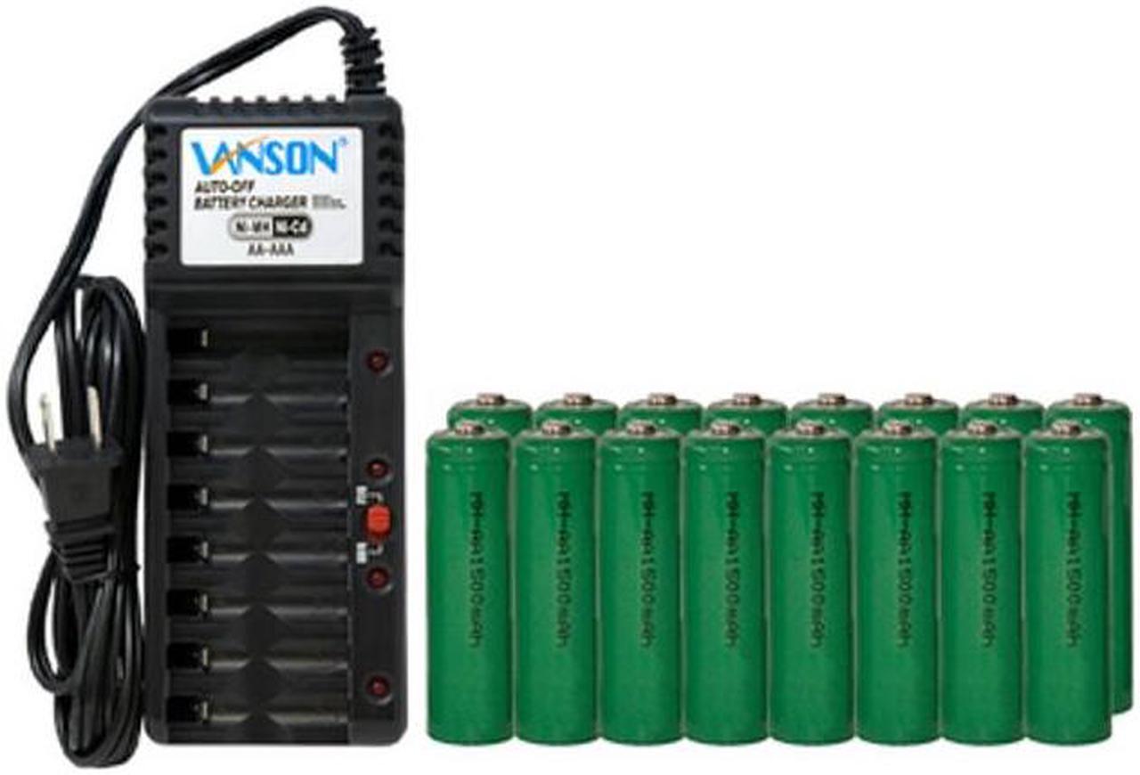 V-868 8 Bay AA & AAA Charger + 16 AA NiMH Batteries (1500 mAh)