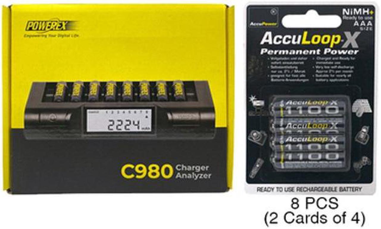 Powerex C980 Smart Charger & 8 AAA AccuPower AccuLoop-X NiMH Batteries (1100 mAh)