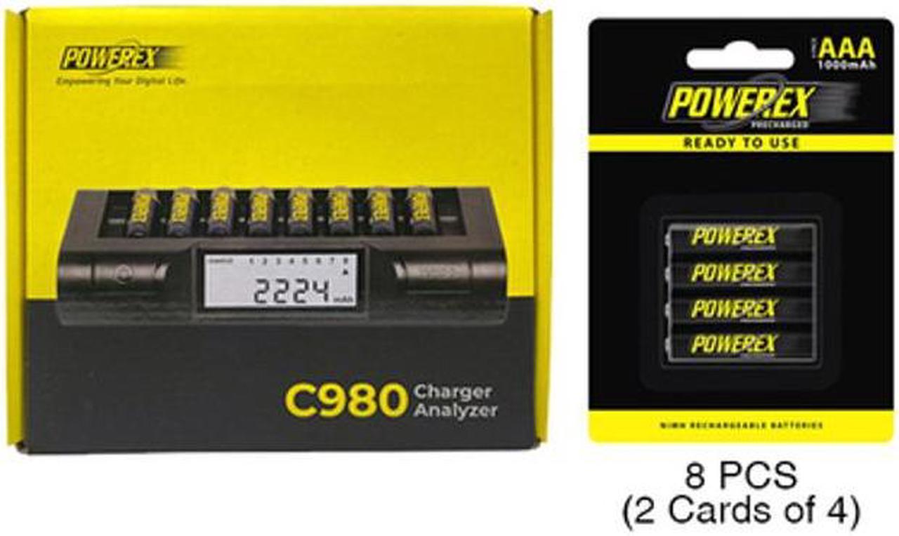 Powerex C980 Smart Charger & 8 AAA NiMH Powerex PRO Rechargeable Batteries (1000 mAh)