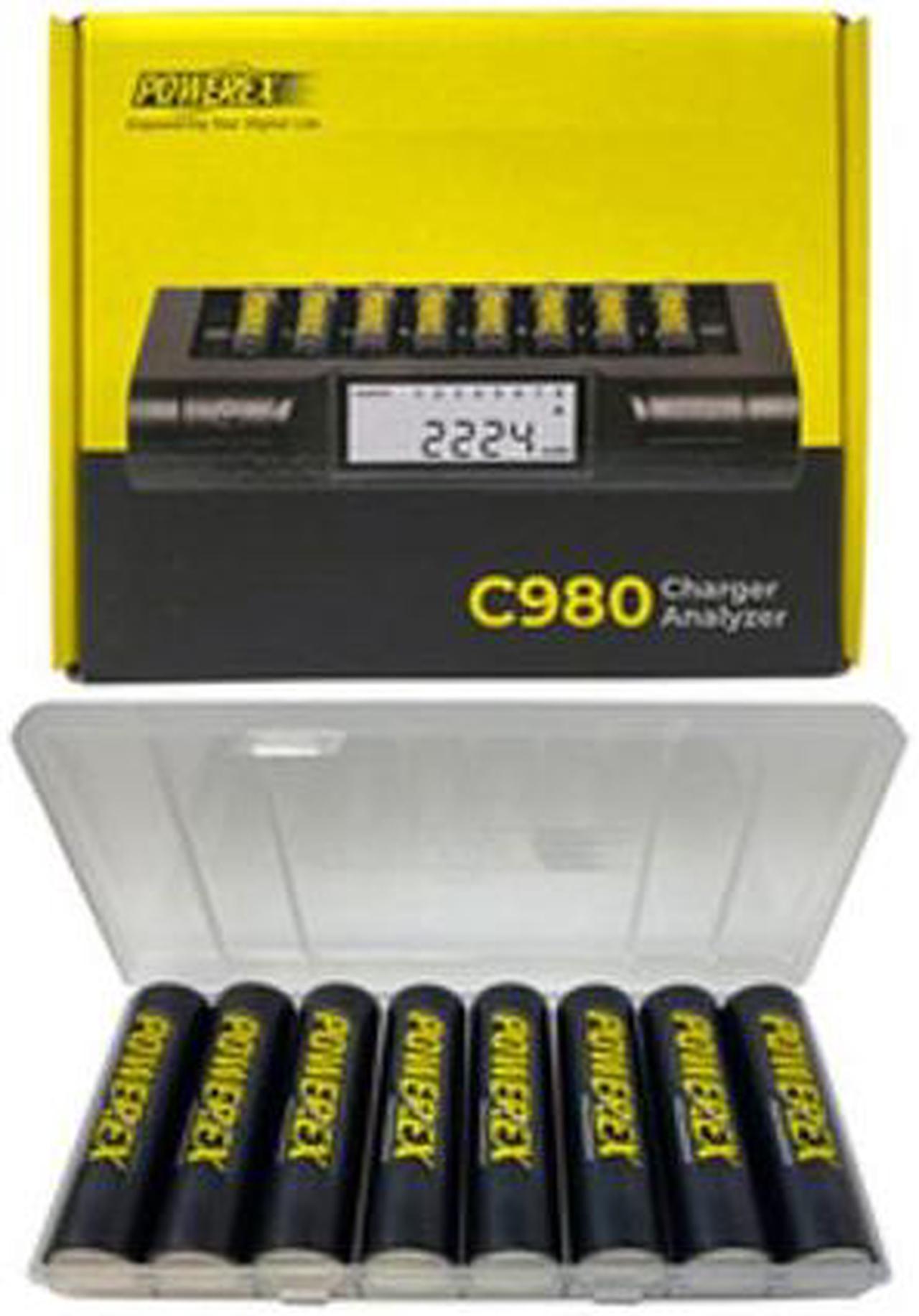 Powerex C980 Smart Charger + 8 AA NiMH Powerex Rechargeable Batteries (2700 mAh) with Battery Case