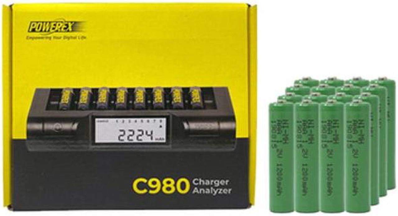 Powerex C980 Smart Charger & 16 AAA NiMH Batteries (1200 mAh)