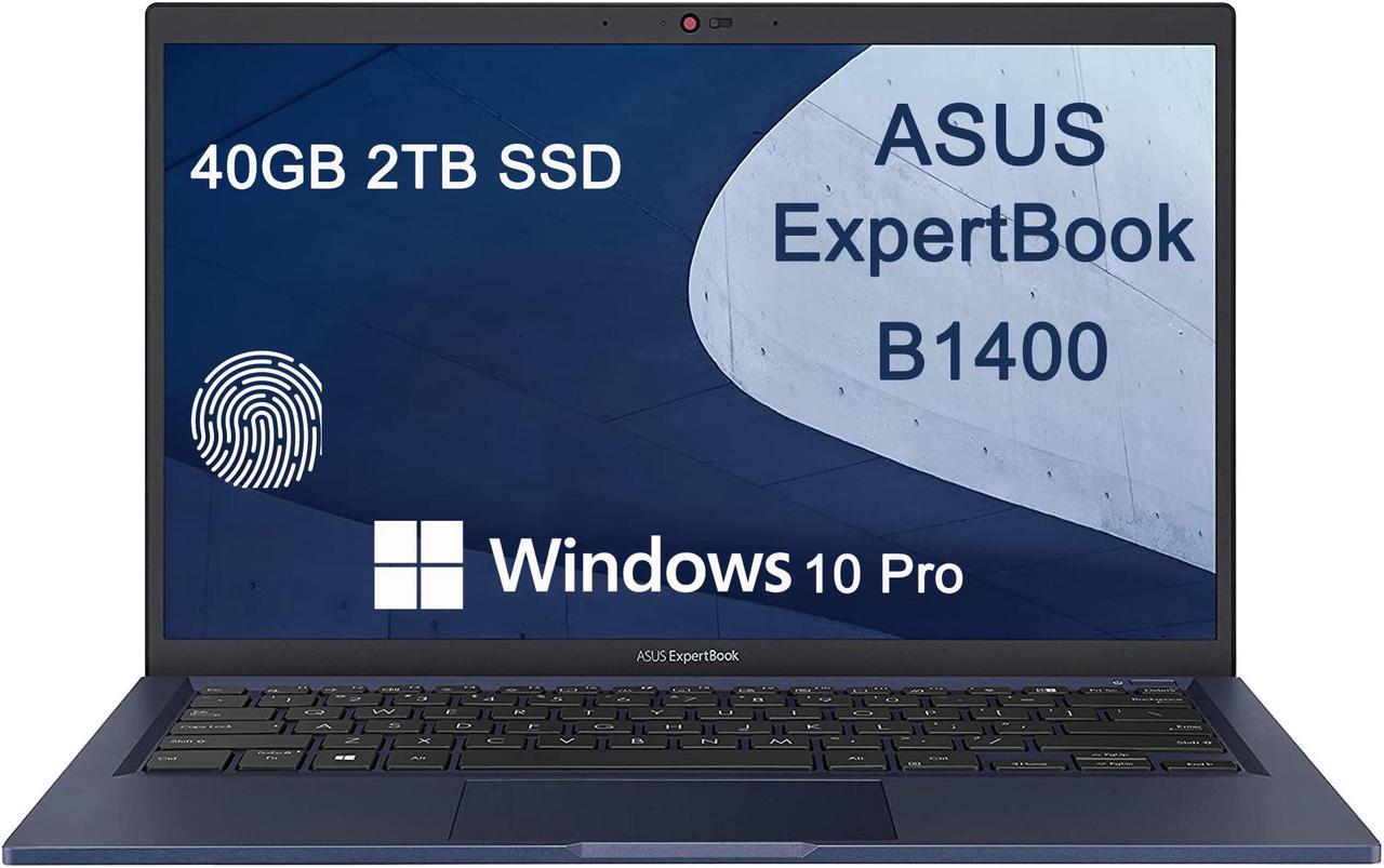 2022 ASUS ExpertBook B1 B1400 14" FHD (Intel 4-Core i5-1135G7, 40GB RAM, 2TB PCIe SSD, Military Grade Durable) Business Laptop, Fingerprint, Backlit, 3-Year Warranty, Windows 10 Pro