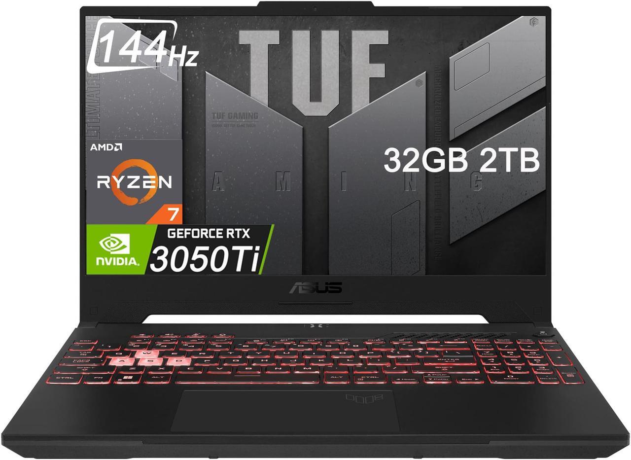 Main image of ASUS TUF Gaming A15 Gaming Laptop, 15.6" 144Hz FHD Display, AMD Ryzen 7 6800H, GeForce RTX 3050 Ti, 32GB DDR5, 2TB PCIe SSD, Wi-Fi 6, Win 11 Home (FA507RE-A15.R73050T)