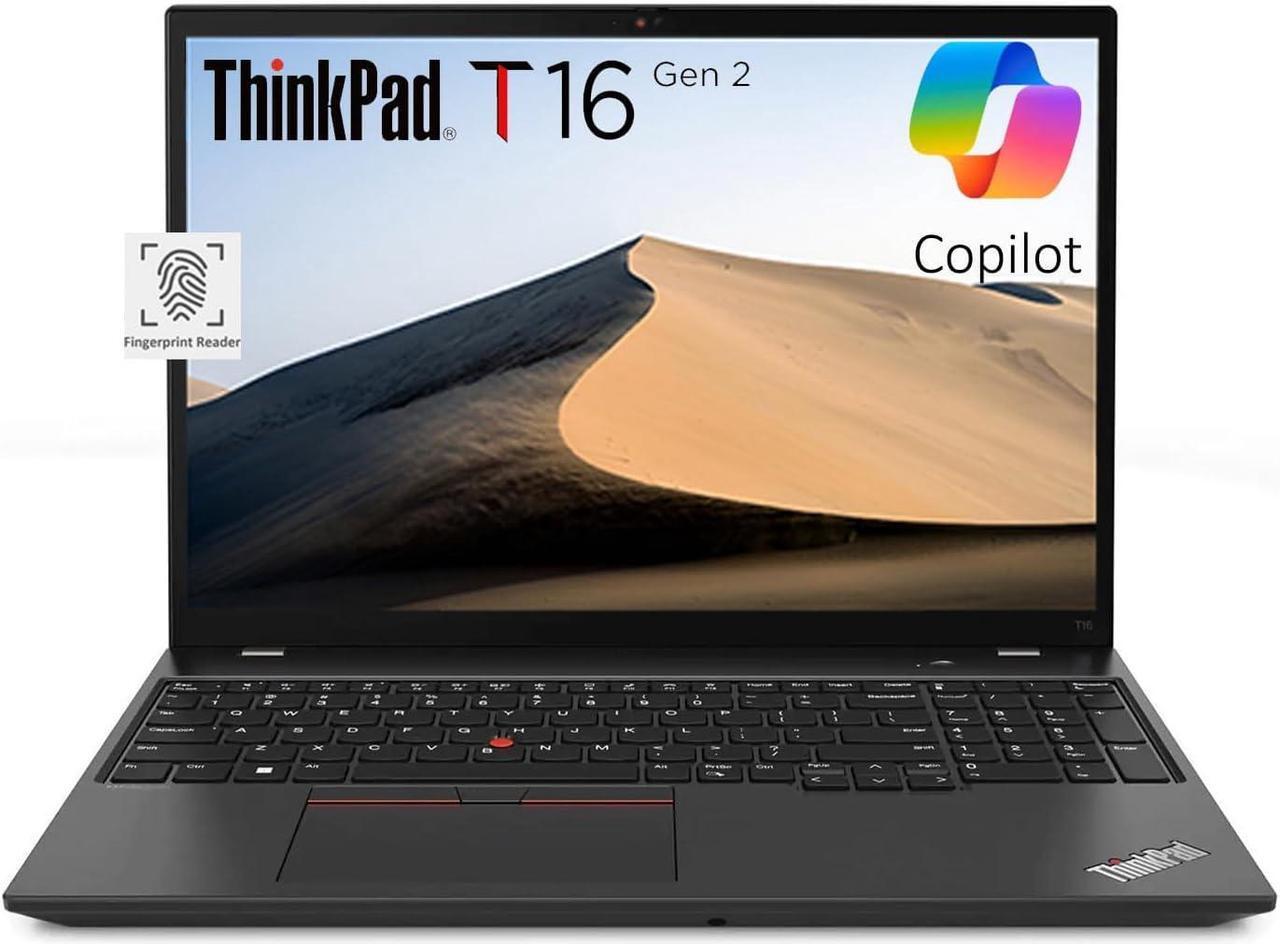 Main image of Lenovo ThinkPad T16 Gen 2 Business Laptop (16" FHD+ Anti-glare, Intel 10-Core i7-1355U, 32GB DDR5 RAM, 1TB SSD), Fingerprint Reader, 1080p Webcam, Ethernet, Wi-Fi 6E, Win 11 Pro w/ AI Copilot, Black