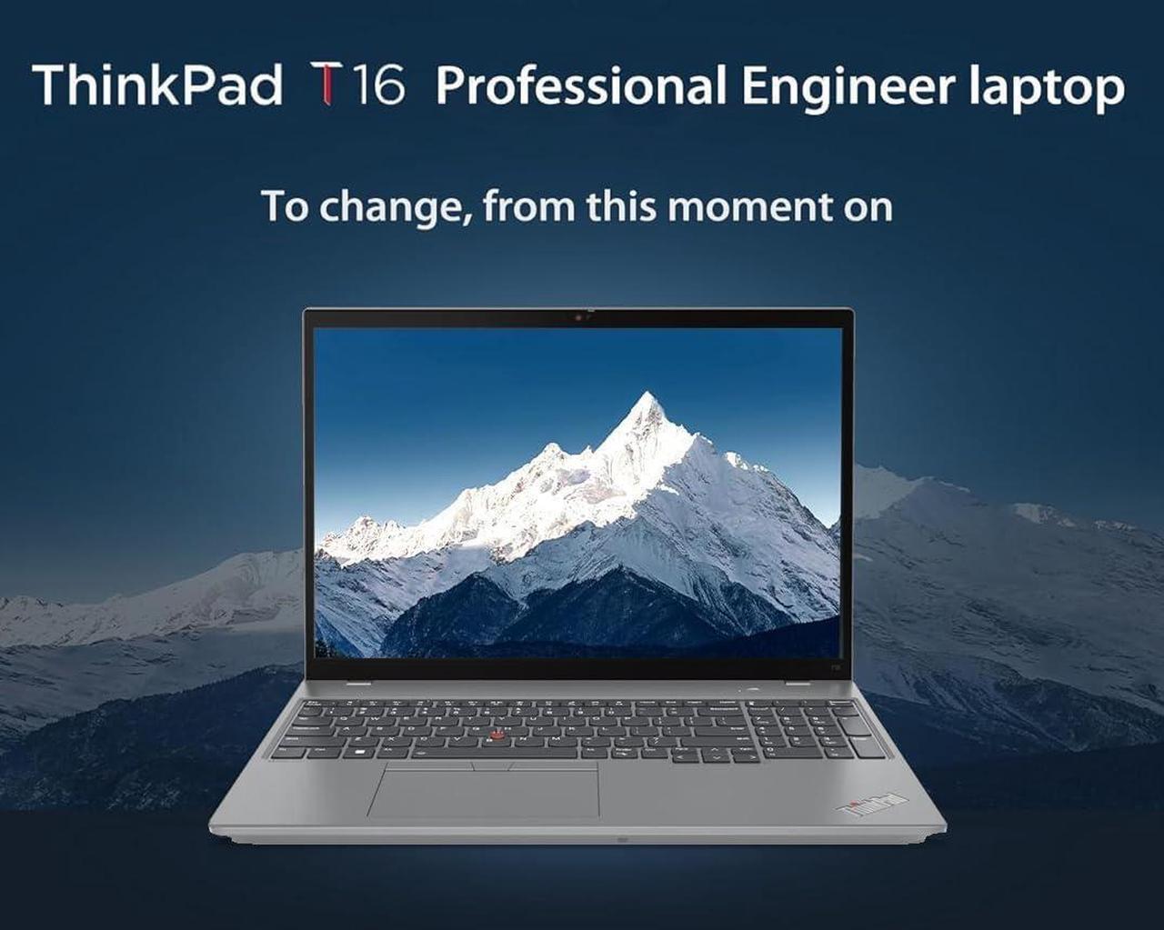 Alt view image 2 of 7 - Lenovo ThinkPad T16 Gen 2 Business Laptop (16" FHD+ Touchscreen, Intel Core i7-1355U, 32GB DDR5 RAM, 1TB SSD), Ethernet, Backlit, Fingerprint, FHD Webcam, 3-Year Warranty, Win 11 Pro w/AI Copilot,Grey