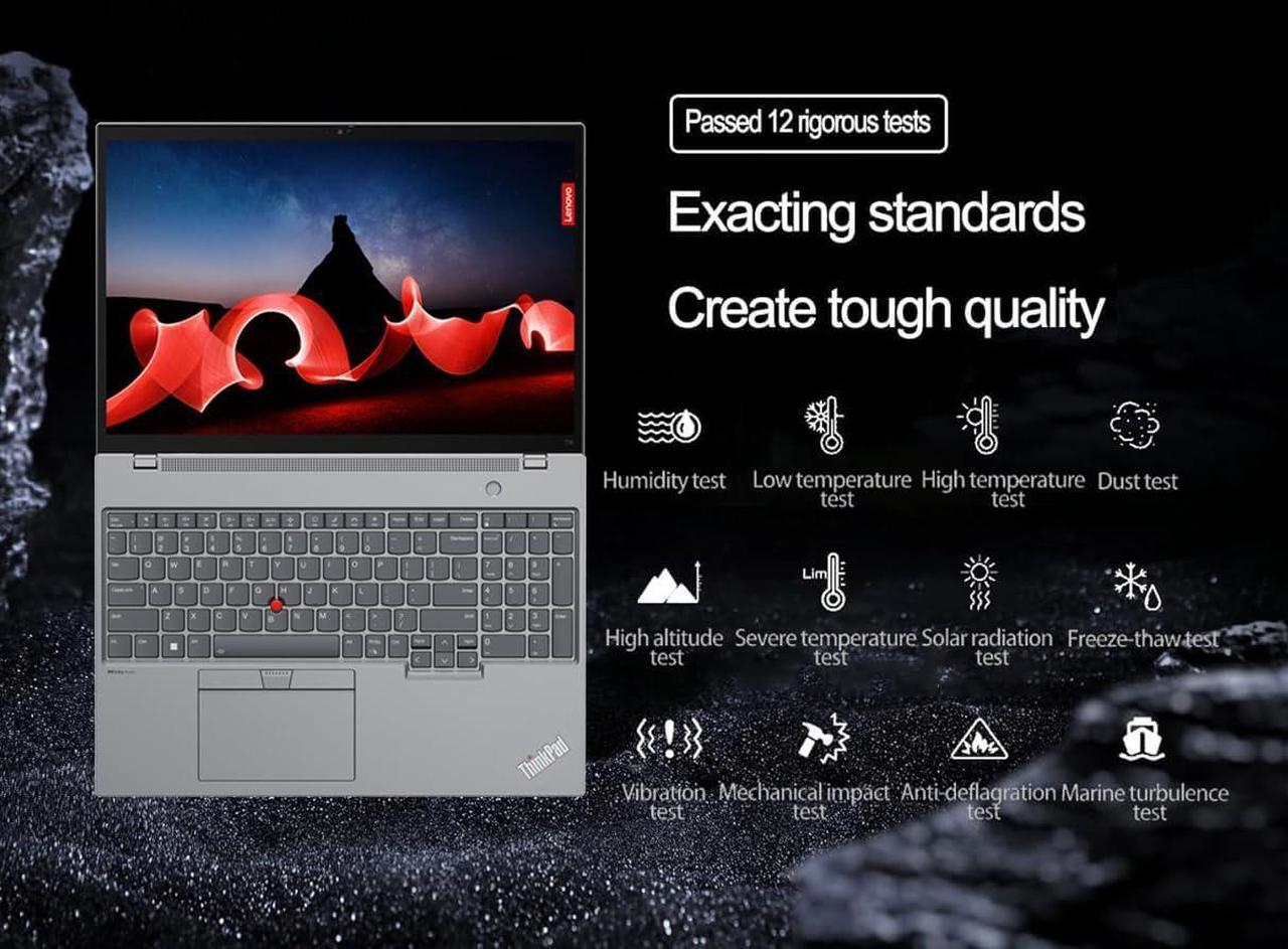 Alt view image 3 of 7 - Lenovo ThinkPad T16 Gen 2 Business Laptop (16" FHD+ Touchscreen, Intel Core i7-1355U, 32GB DDR5 RAM, 1TB SSD), Ethernet, Backlit, Fingerprint, FHD Webcam, 3-Year Warranty, Win 11 Pro w/AI Copilot,Grey
