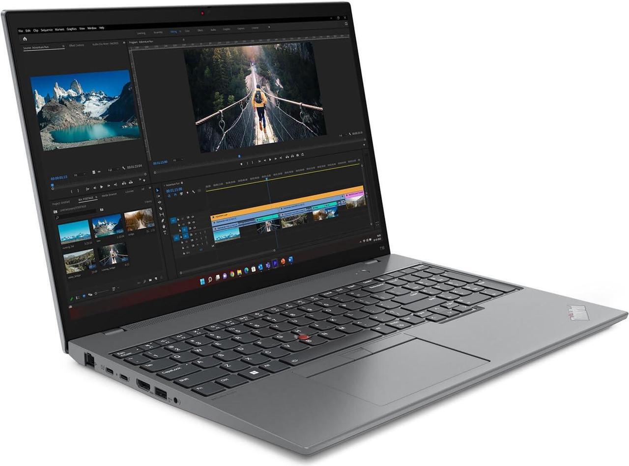 Alt view image 5 of 7 - Lenovo ThinkPad T16 Gen 2 Business Laptop (16" FHD+ Touchscreen, Intel Core i7-1355U, 32GB DDR5 RAM, 1TB SSD), Ethernet, Backlit, Fingerprint, FHD Webcam, 3-Year Warranty, Win 11 Pro w/AI Copilot,Grey