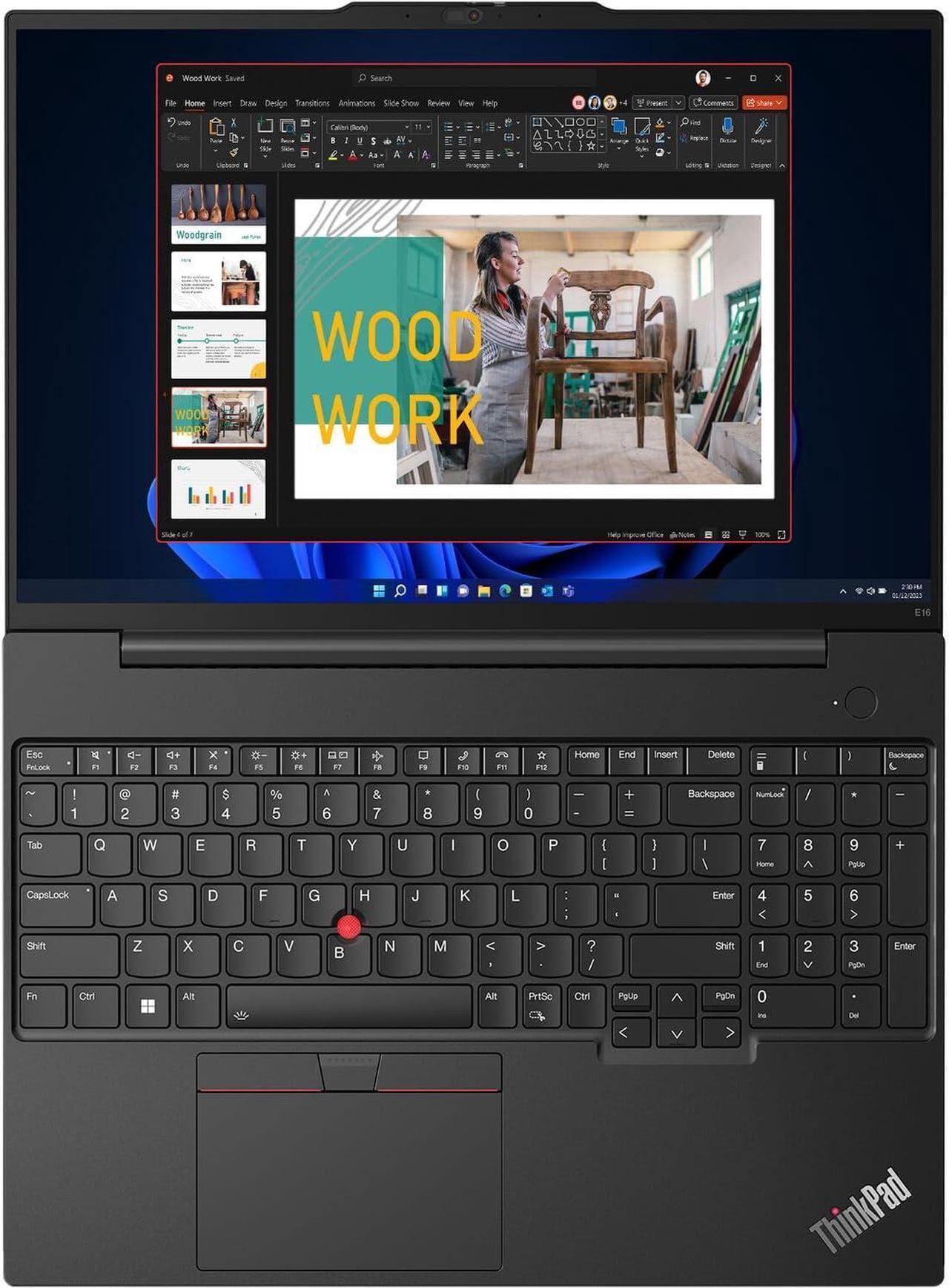 Alt view image 5 of 7 - Lenovo ThinkPad E16 Business Laptop (16" FHD+ Touchscreen, AMD Ryzen 5 7530U, 40GB RAM, 1TB SSD, (8-Core Beat i7-1165G7)) Fingerprint, Backlit, FHD Webcam, WiFi 6, Ethernet, Win 11 Pro, Black