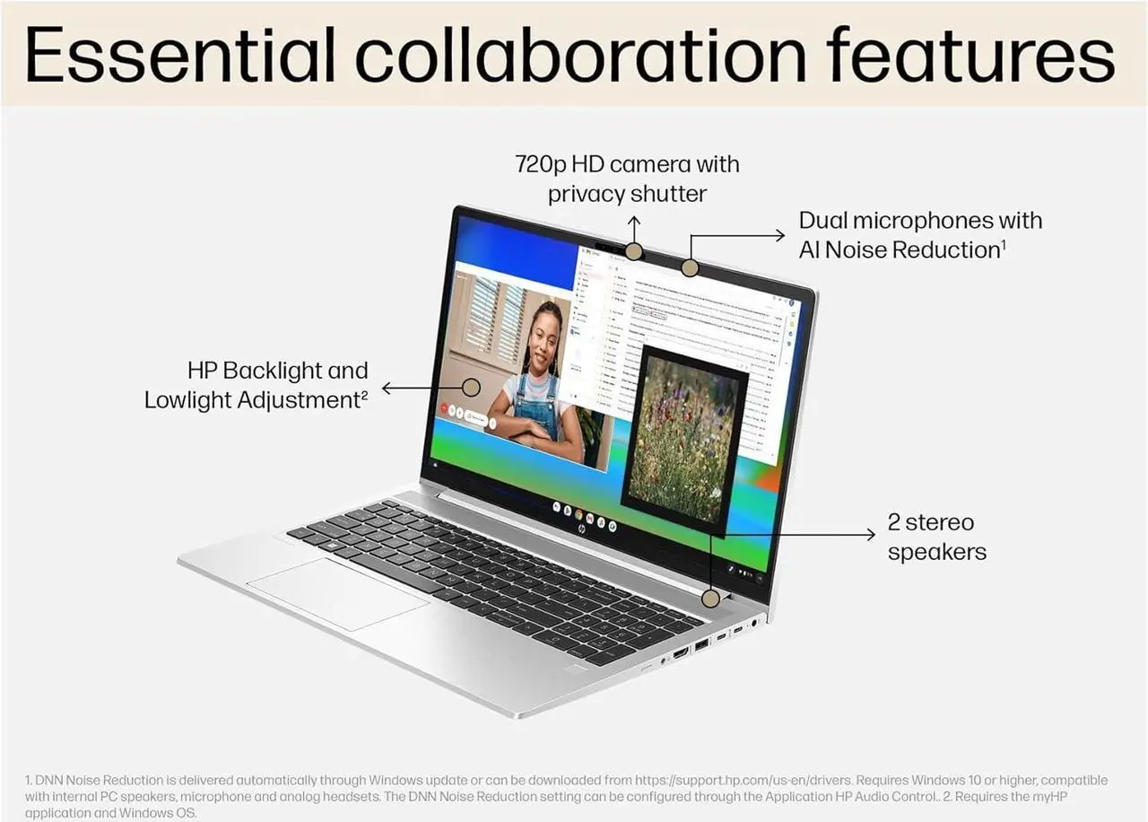 Alt view image 2 of 7 - HP ProBook 450 G10 Business Laptop (15.6" FHD IPS Anti-Glare, Intel 10-Core i7-1355U, 64GB RAM, 2TB SSD) Backlit Keyboard, Webcam, Ethernet, Wi-Fi 6E, Wolf Pro Security, Win 11 Pro, Silver