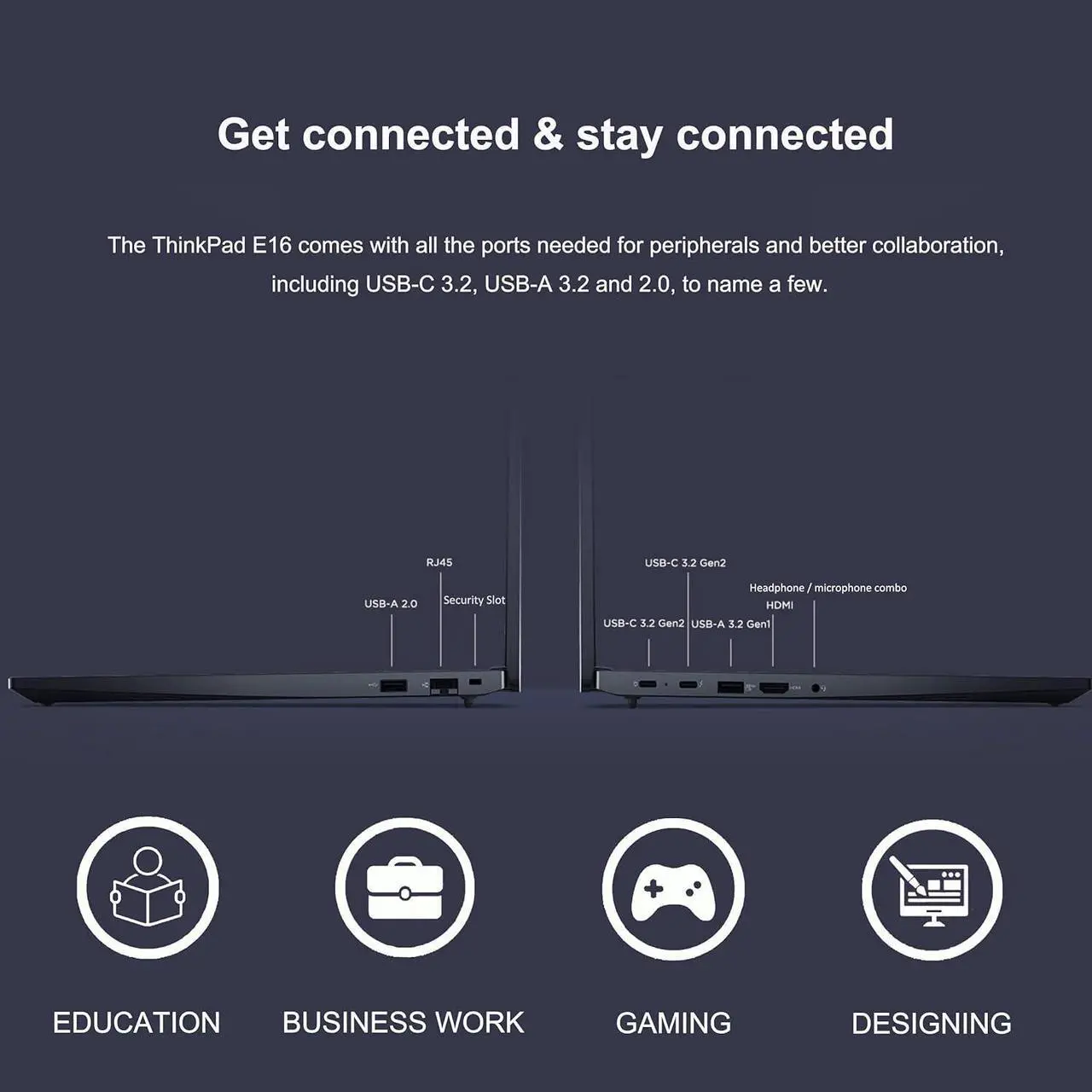 Alt view image 6 of 7 - Lenovo ThinkPad E16 Business Laptop (16" FHD+ Touchscreen, Intel 13th Gen 10-Core i7-1355U, 40GB RAM, 1TB SSD) Backlit, Fingerprint, FHD Webcam, Ethernet, Thunderbolt 4, Win 11 Pro w/ Copilot