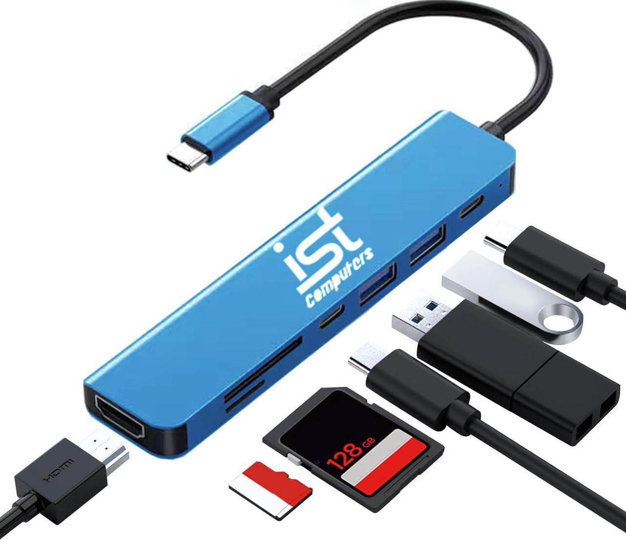 Main image of USB-C Hub for Laptop, 7 in 1 USB-C to HDMI Splitter, USB 3.1 GEN1, USB 2.0 and Type-C Port, 4K HDMI Port, PD 100W Charging, SD Card Reader for ThinkPad, EliteBook, Latitude, Surface, MacBook Air/Pro