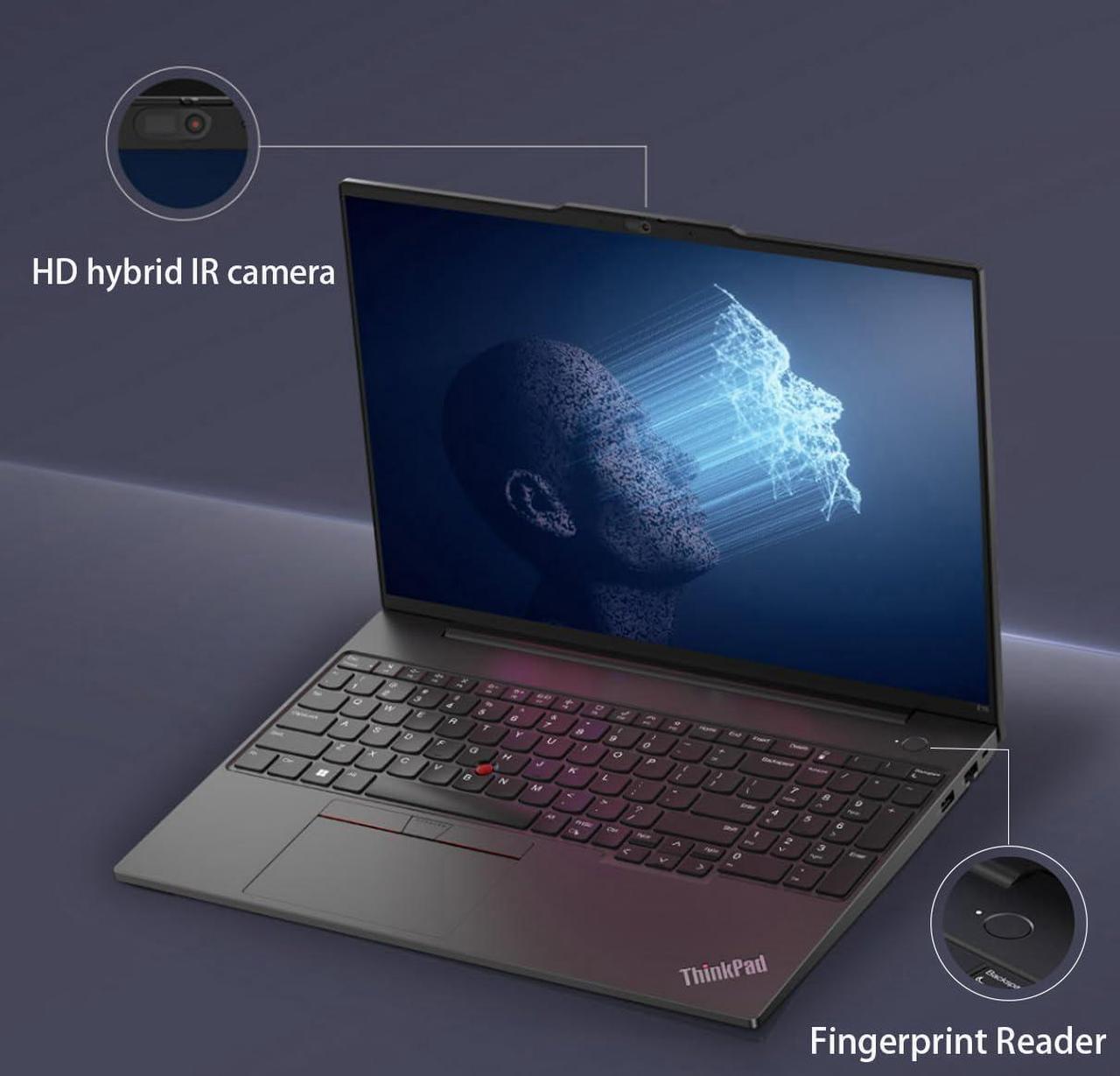 Alt view image 4 of 7 - Lenovo ThinkPad E16 Gen 2 Business Laptop (16" FHD+ Anti-Glare, Intel Core Ultra 5 125U (> i7-1355U), 16GB DDR5 RAM, 512GB SSD) Fingerprint, Backlit, Webcam, Ethernet, Win 11 Pro, 2025 AI PC, Black