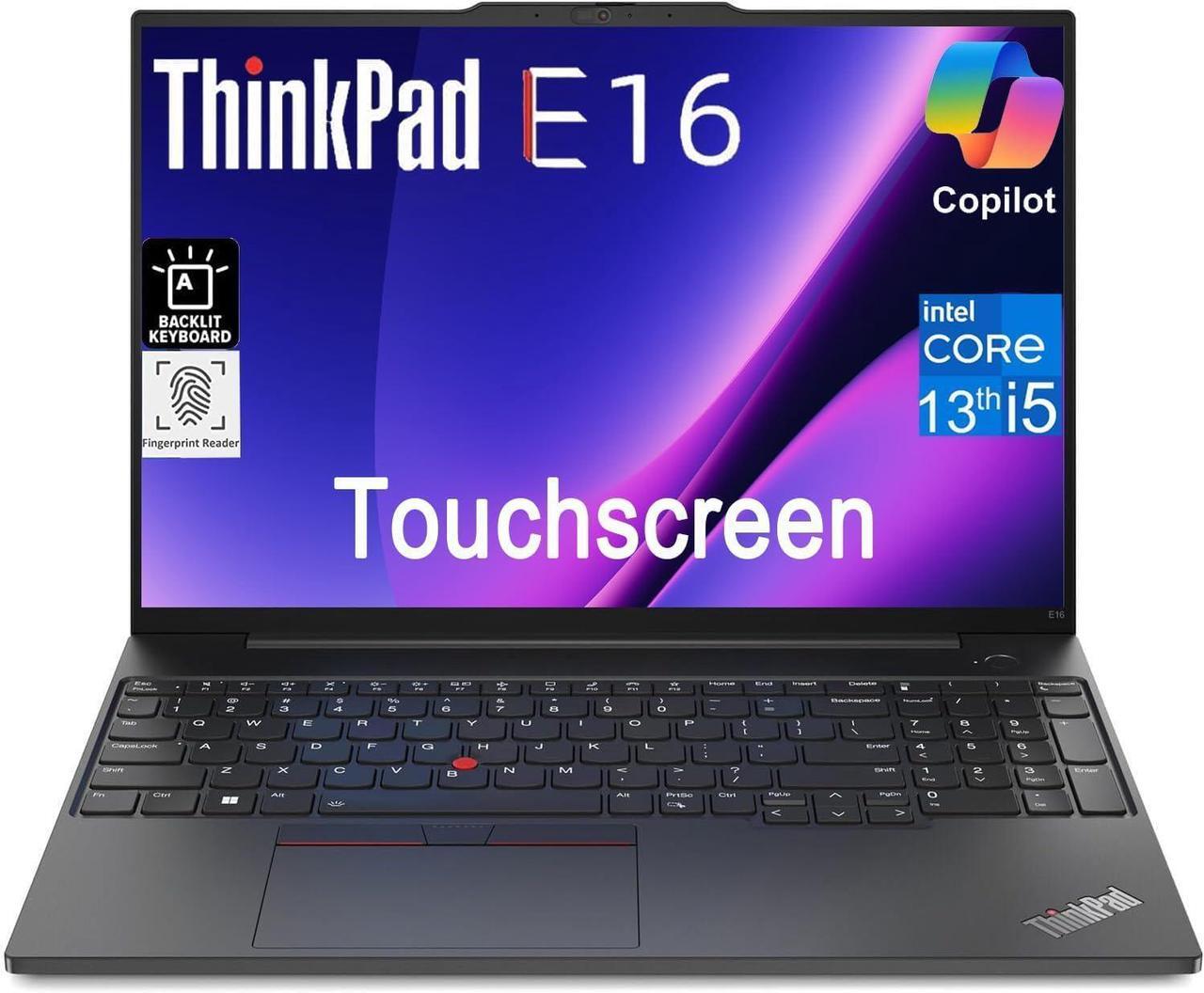 Main image of Lenovo ThinkPad E16 Business Laptop (16" WUXGA Touchscreen, Intel 13th Gen 10-Core i5-1335U, 40GB RAM, 1TB SSD), Backlit Keyboard, Fingerprint, FHD Webcam, Ethernet, Wi-Fi 6, Win 11 Pro, Black
