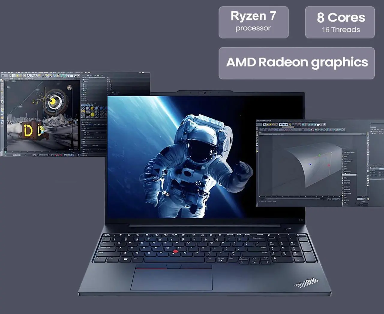Alt view image 5 of 7 - Lenovo ThinkPad E16 Business Laptop (16" FHD+ Display, AMD Ryzen 7 7735U (Beat Intel i7-1255U), 40GB RAM, 2TB SSD) Fingerprint, Backlit, FHD Webcam, Wi-Fi, Ethernet, Win 11 Pro, Black